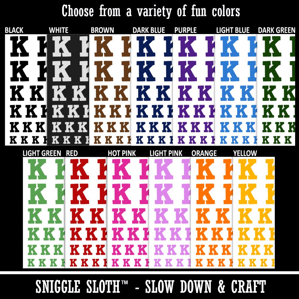Letter K Uppercase Fun Bold Font Temporary Tattoo Water Resistant Fake Body Art Set Collection