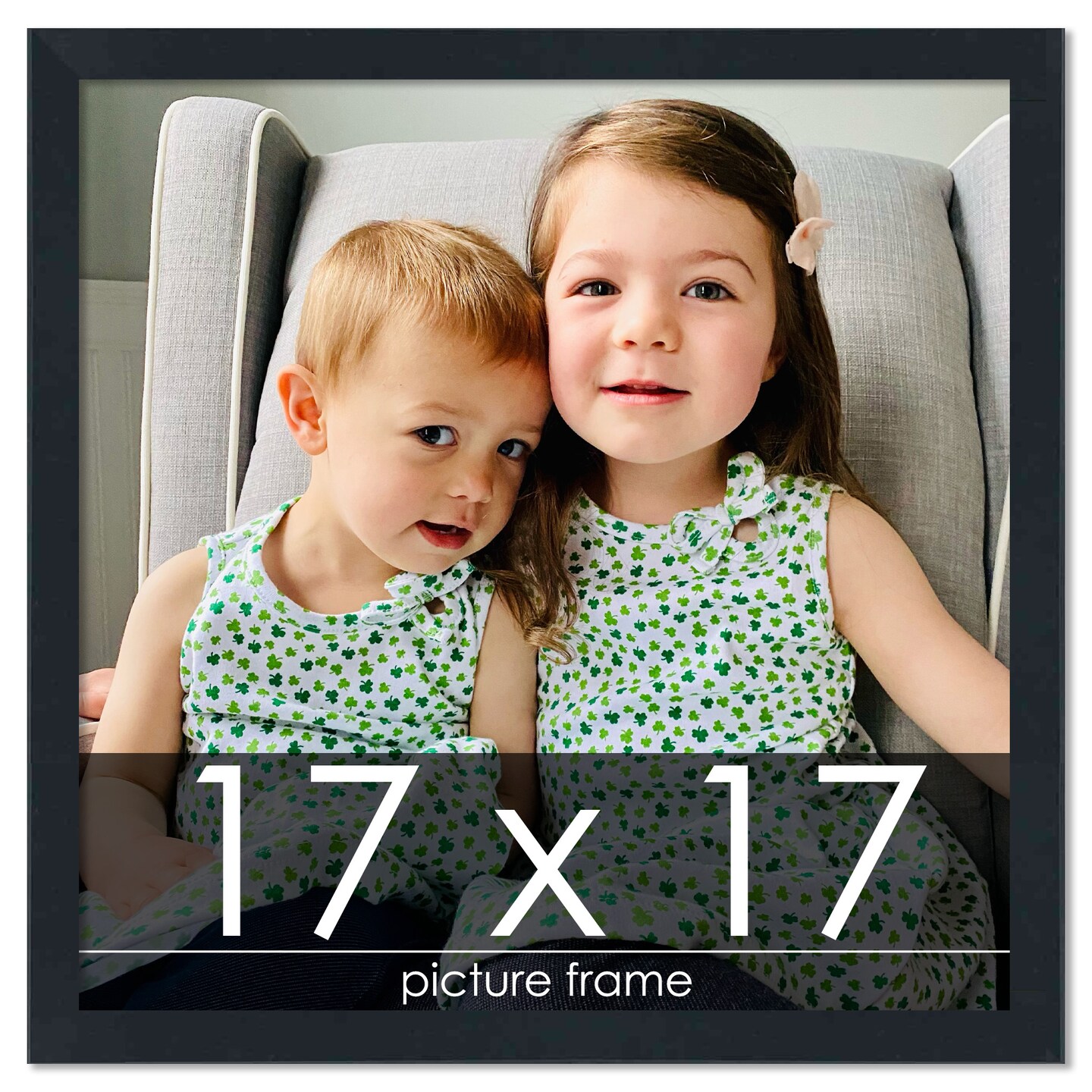 Square Slim Profile Black Picture Frame - UV Acrylic, Foam Board Backing, Hanging Hardware