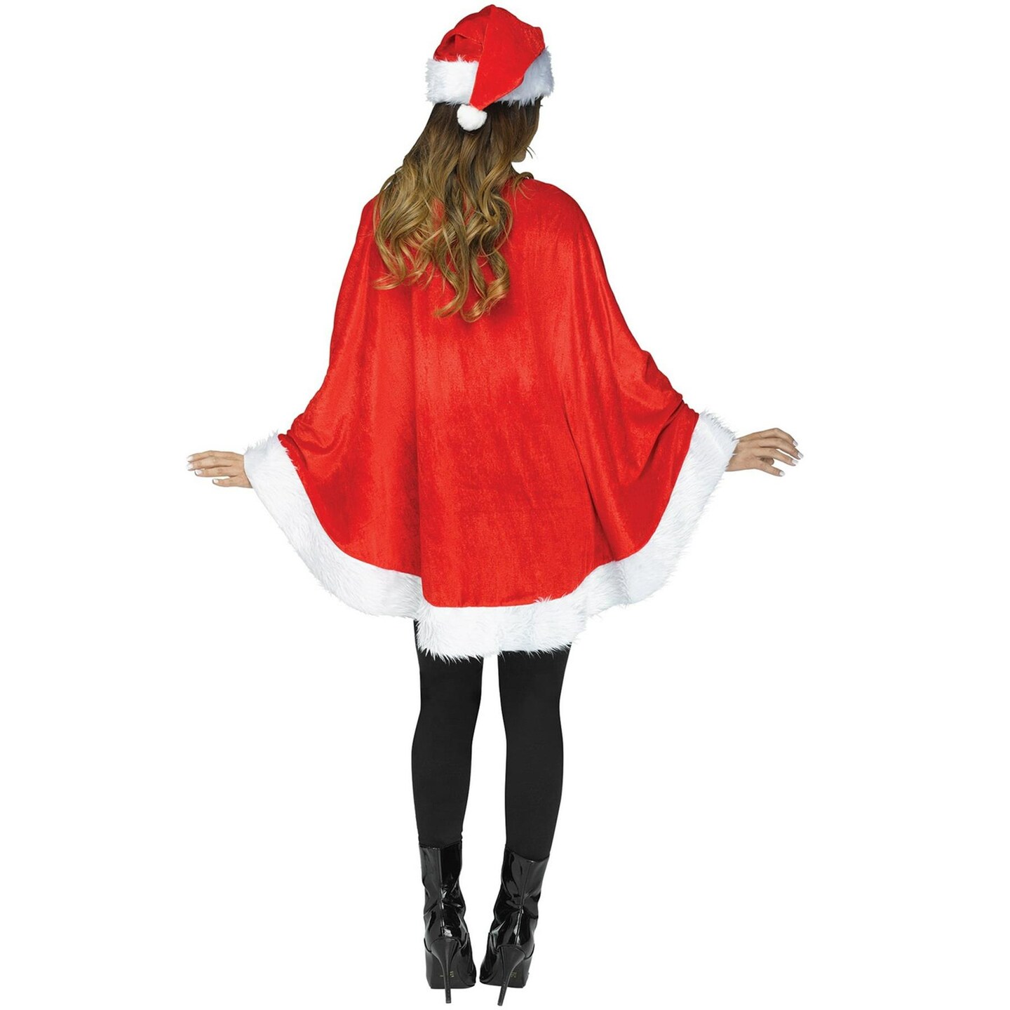 Mrs Santa Claus Womens Adult Christmas Holiday Plush Costume Poncho - Size 4-14
