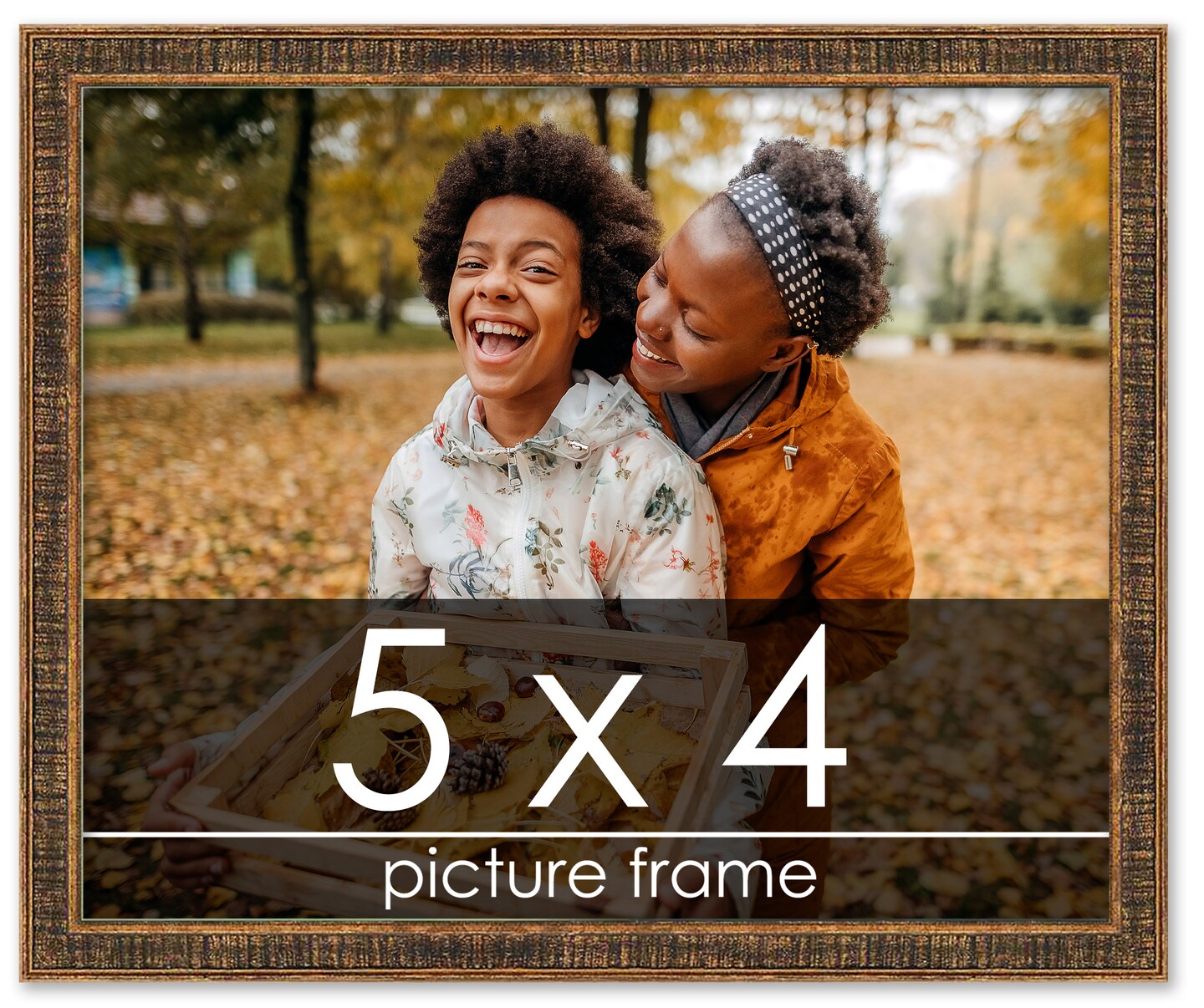 Photo Size Textured Gold Picture Frame - UV Acrylic, Foam Board Backing, Hanging Hardware
