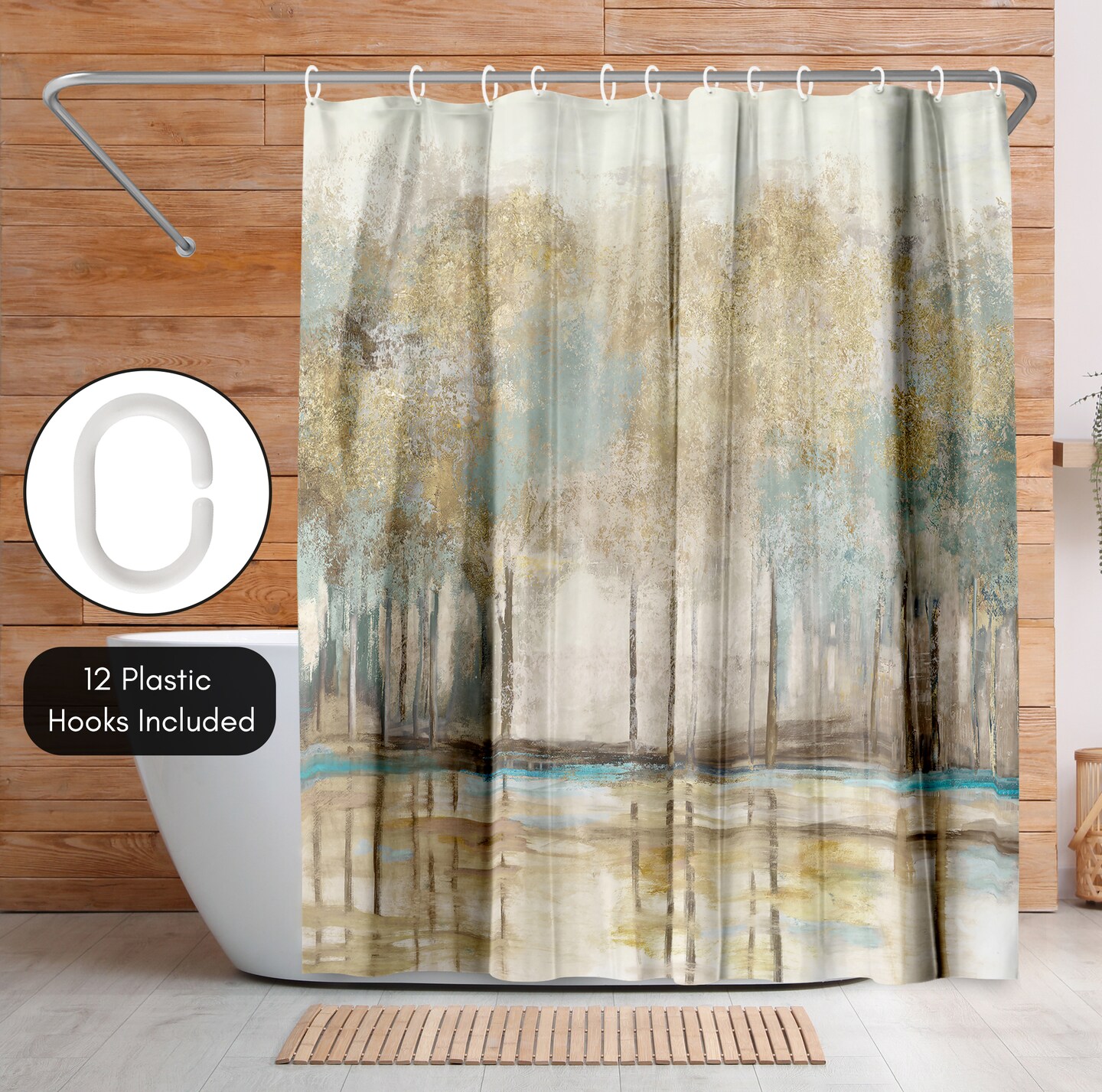 Americanflat 71x74 Woodlot Shower Curtain - 100% Polyester Shower Curtain