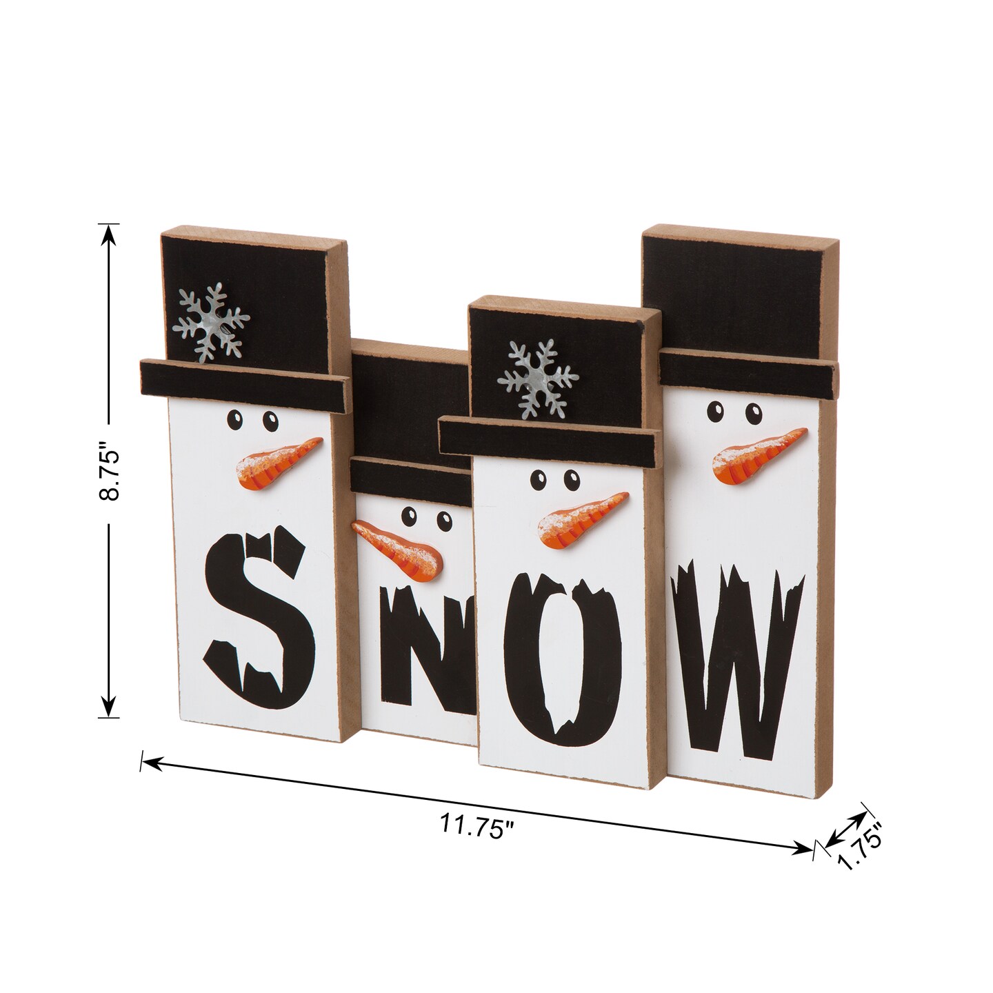 Set of 2 11.75&#x22;L Wooden Christmas Snowman Family Table Decor