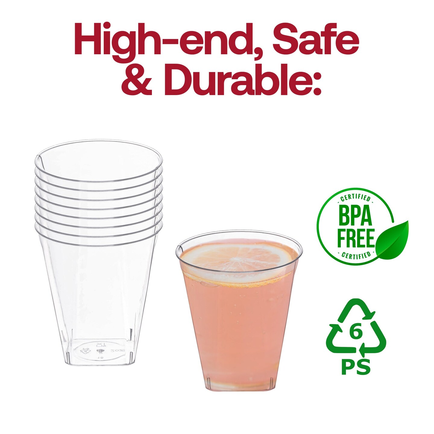Clear Square Bottom Disposable Plastic Shot Cups - 2 oz. (500 Cups)