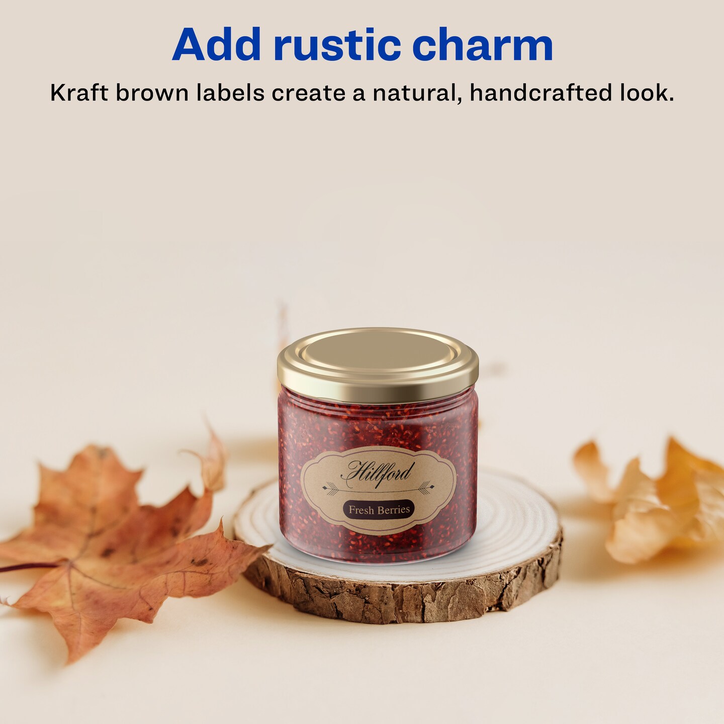 Avery Kraft Brown Oval Scalloped Labels with Sure Feed, 2&#x22; x 3&#x22;