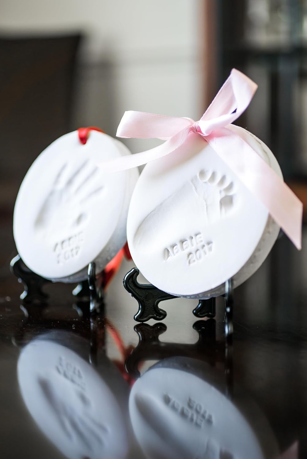 Baby Ornament Keepsake Kit 2 EASELS! Baby Shower Gifts, Baby Footprint Kit and Handprint Kit, Personalized Baby Gifts, Baby Christmas Gifts, Baby&#x27;s First Christmas Ornament Maker