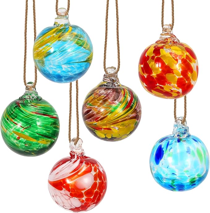 Hanging Garden Gazing Ball, Witches Balls Glass Hanging Friendship Balls, Gazing Glass Xms Ornaments for Home Outdoor Window Patio Garden