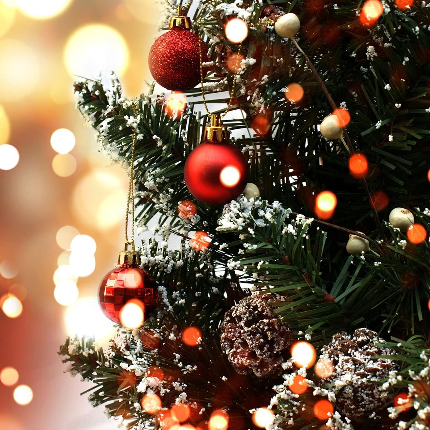 Set of 24 Mini Shatterproof Christmas Balls Tree Ornaments Party Decoration, 3cm/1.1'' (Red)