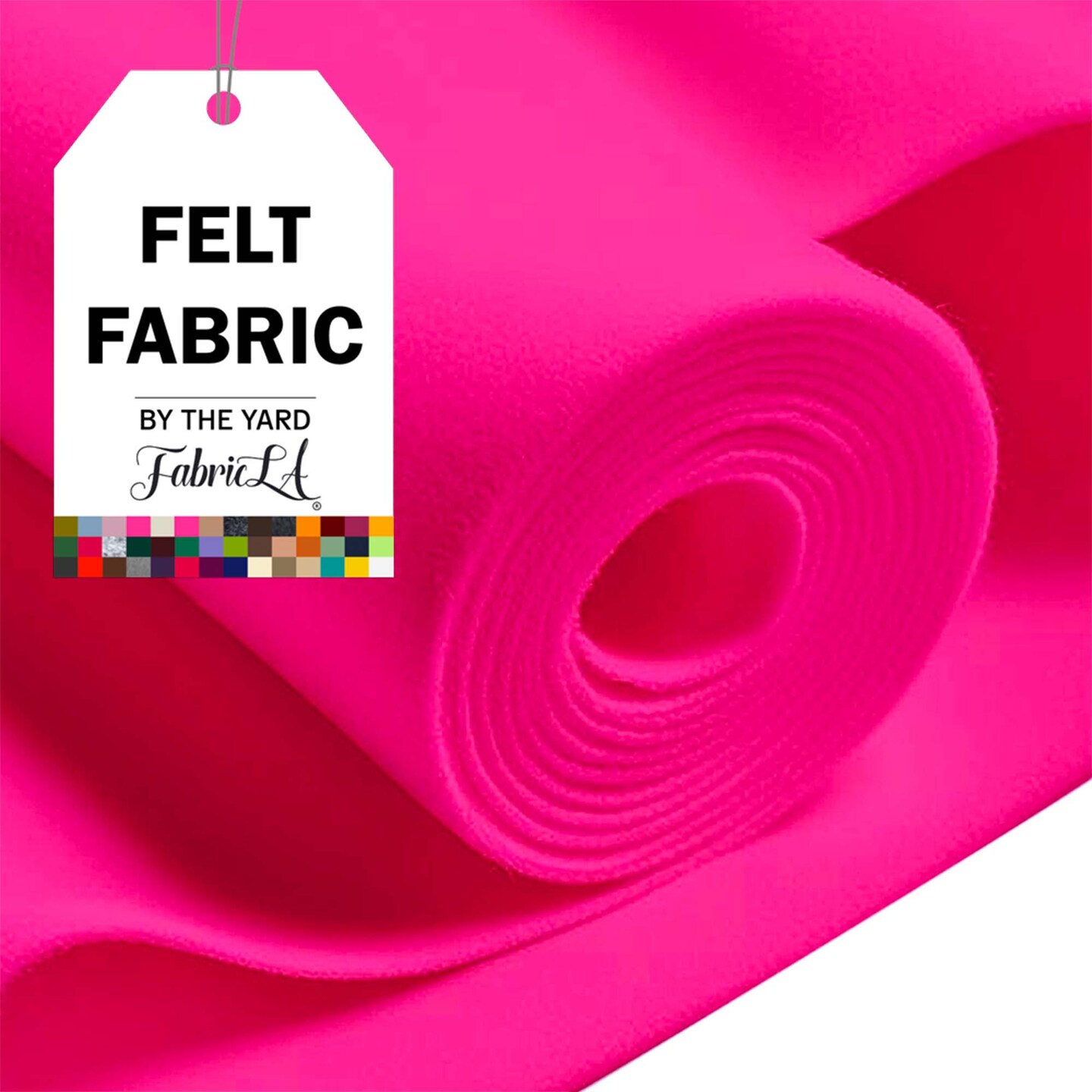 FabricLA Acrylic Felt Fabric - 72&#x22; Inch Wide 1.6mm Thick Felt by The Yard - Use Soft Felt Sheets for Sewing, Cushion, and Padding, DIY Arts &#x26; Crafts (2 Yards, Neon Pink)