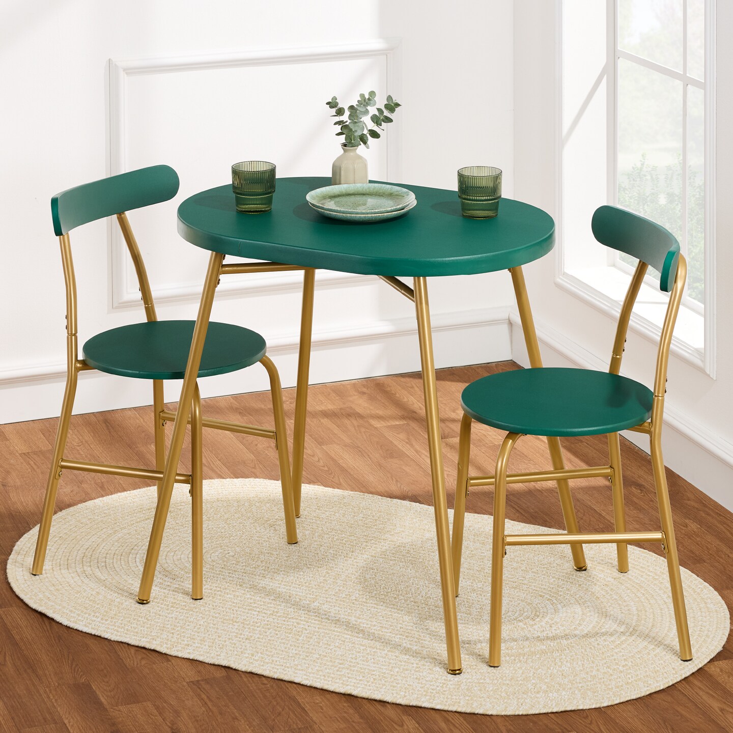 Best Choice Products 3-Piece Modern Oval Dining Table Set, Small Kitchen Dinette w/ 2 Chairs