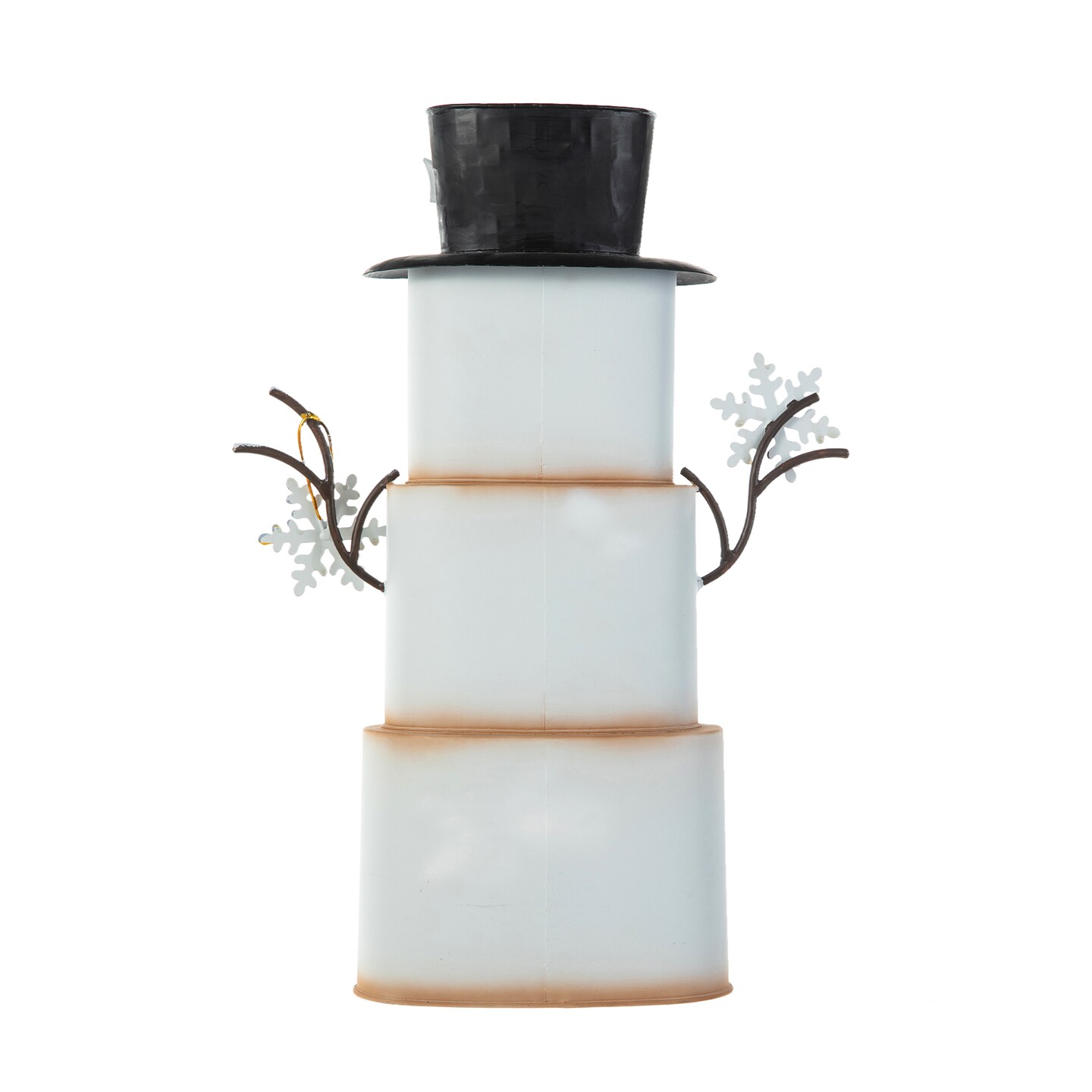 17&#x22;H Metal Stacked Box Snowman Table Decor