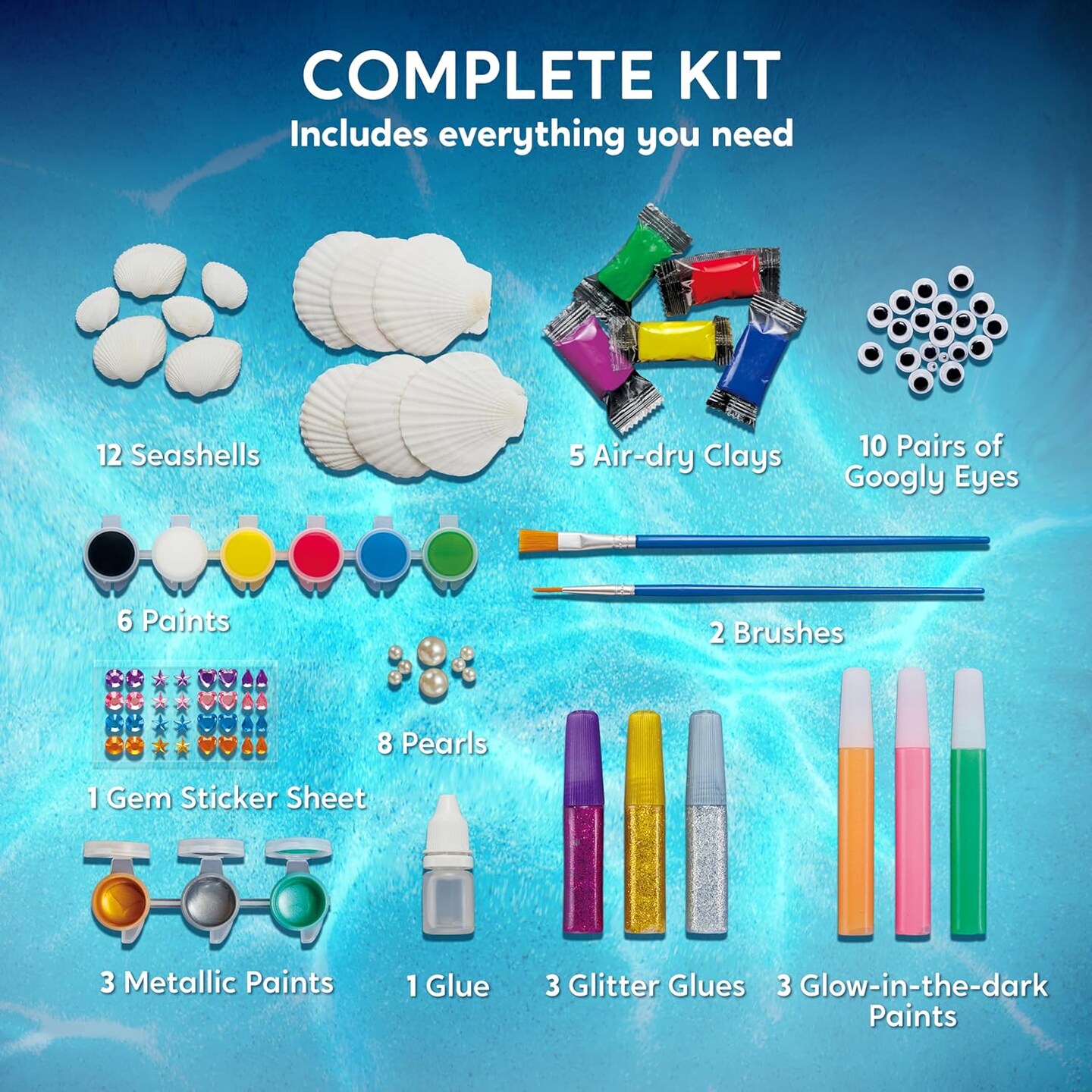 Sea Shell Painting Kit-Glow in The Dark-Arts &#x26; Crafts for Boys and Girls Ages 6-12, Art Supplies, Kids Craft Paint Kits, Creative Art Toys for Kids Christmas Birthday Party Gift