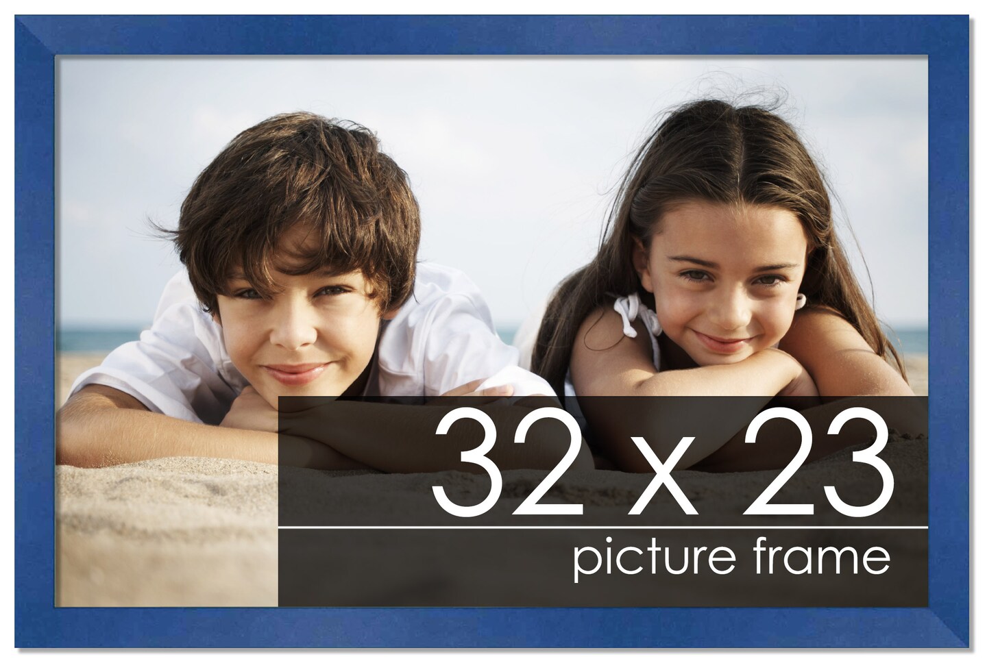 32x23 Classic Modern Blue Picture Frame - UV Acrylic, Foam Board Backing, Hanging Hardware