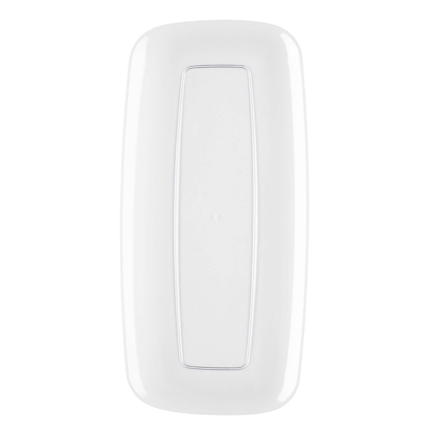 Solid Clear Flat Raised Edge Rectangular Disposable Plastic Plates - 10.6" x 5" (120 Plates)