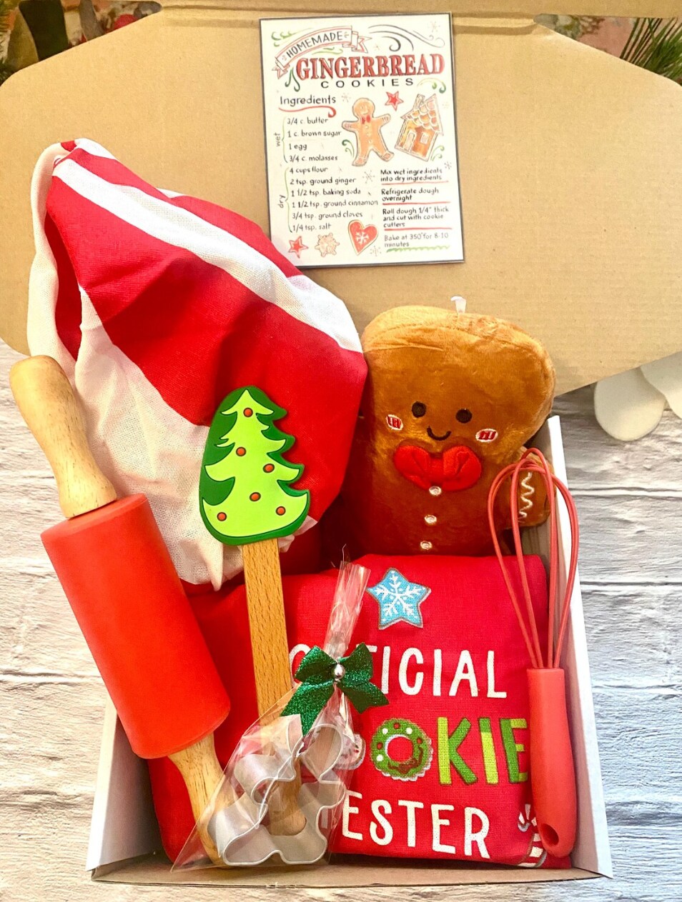 Personalized Christmas Teddy Bear - 11 Inch Stuffed Animal With Custom Text, Hat & Bow, Christmas Gift - View #2
