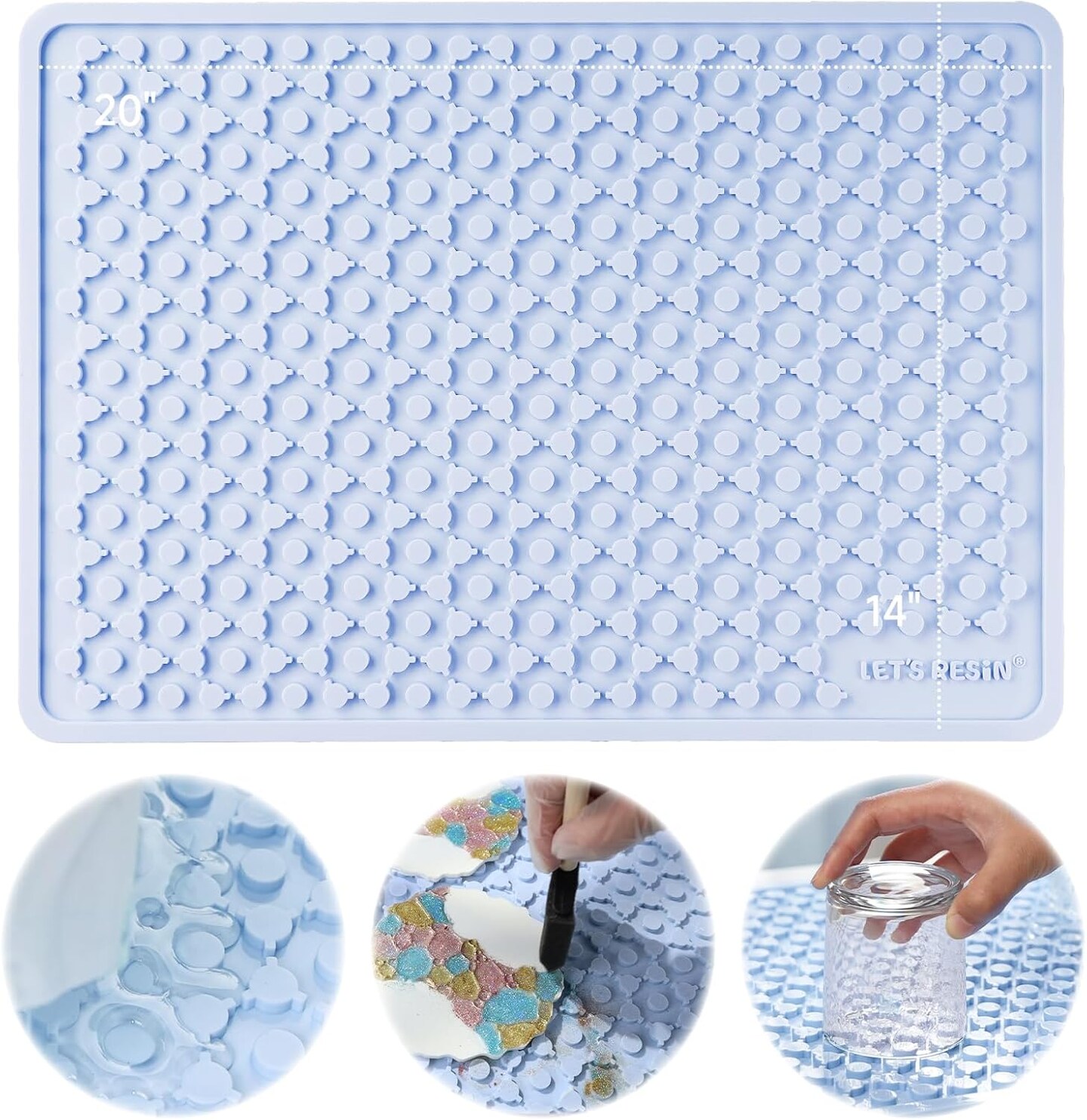 LET&#x27;S RESIN Premium Resin Collector Mat,20&#x22; x 14&#x22;Large Silicone Mat,Easy Cleanup &#x26; Heat Resistant Thick Silicone Mats for Crafts,Resin Molds, Epoxy Resin,Playdough Mat,Placemat(Blue)