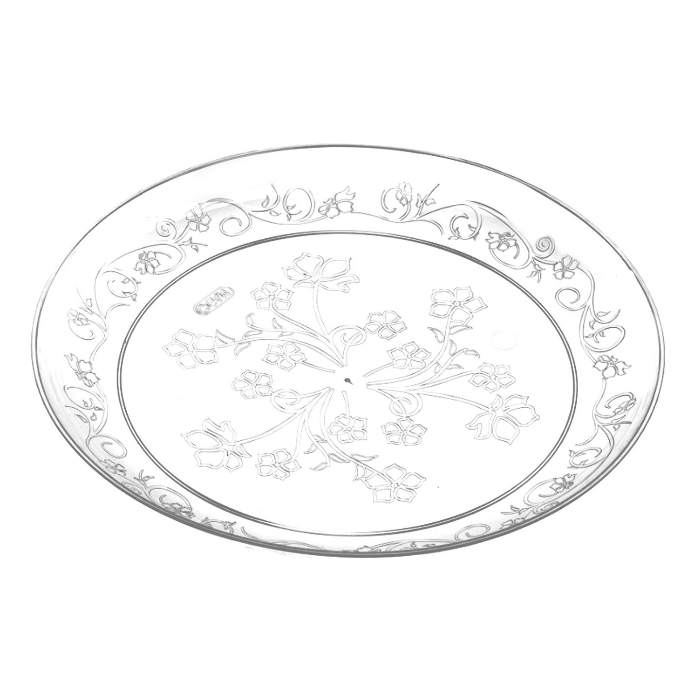 Clear Floral Round Disposable Plastic Buffet Plates - 9&#x22; (240 Plates)