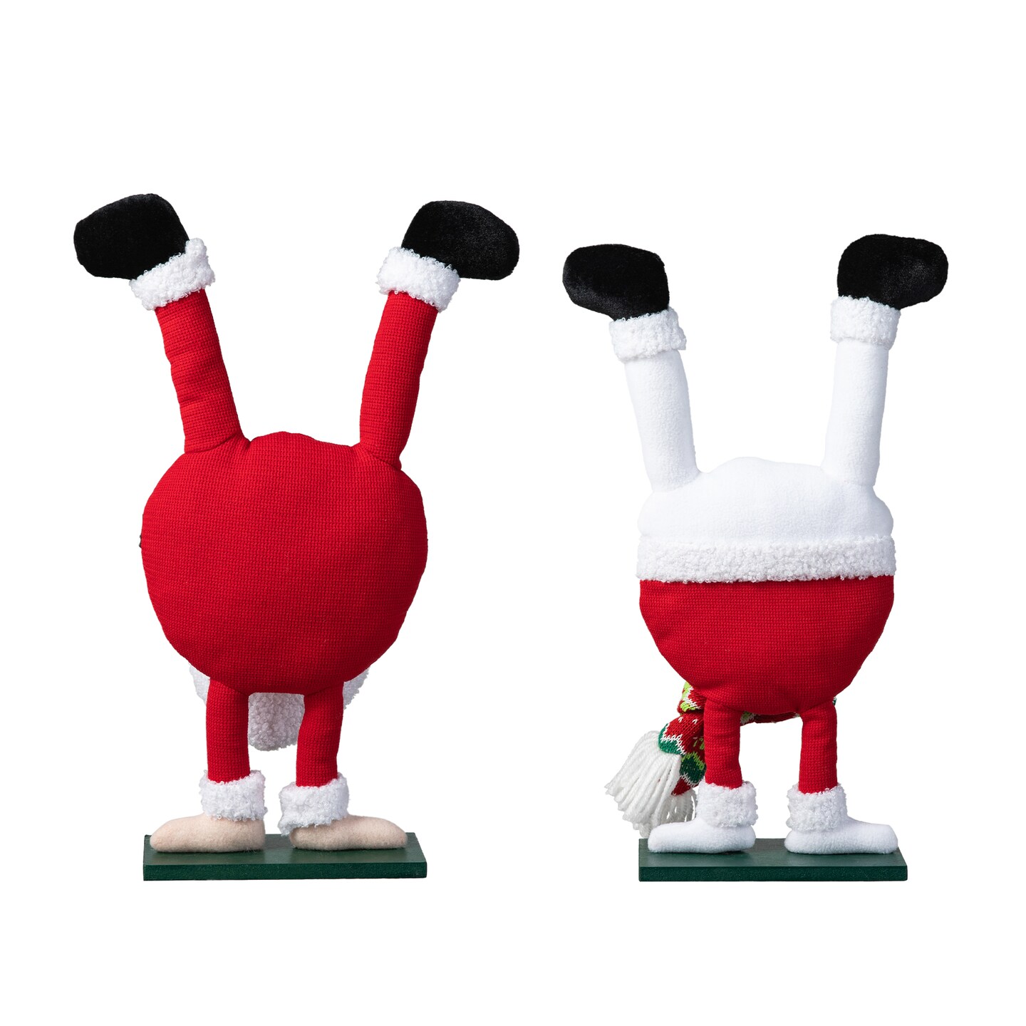Set of 2 Upside Down Fabric Santa &#x26; Snowman Table D&#xE9;cor