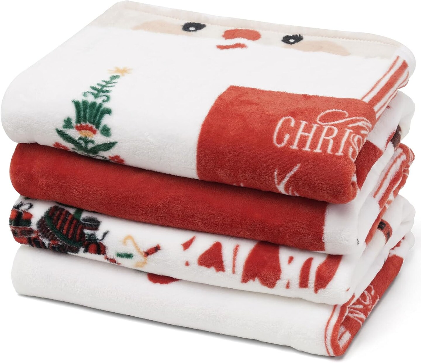 Printed Fleece Blanket King Size, No Shed No Pilling Ultra Soft Plush Cozy Xmas Prints Theme Home D&#xE9;cor Flannel Blanket for Bed, Sofa, Couch and Gift, 108&#x22; X 90&#x22;, Christmas Island