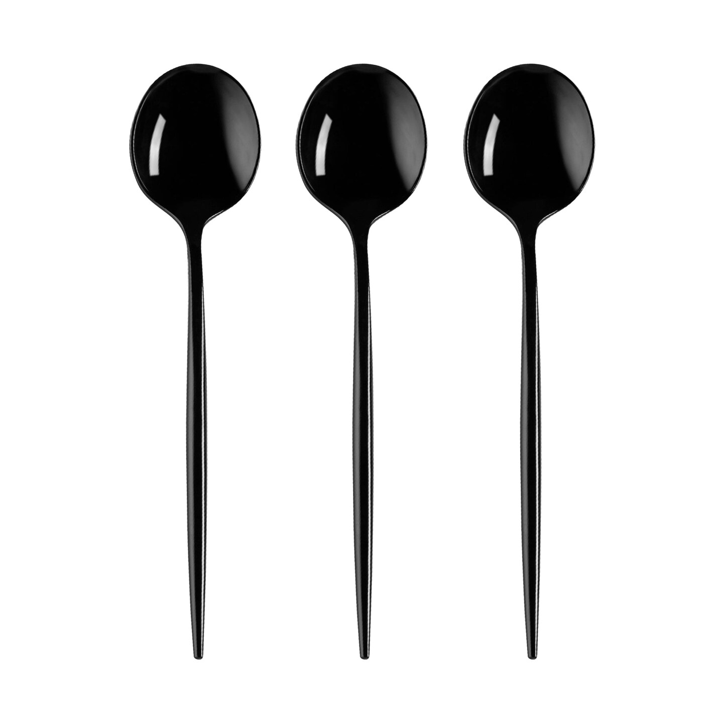 Solid Black Moderno Disposable Plastic Dessert Spoons (480 Spoons)