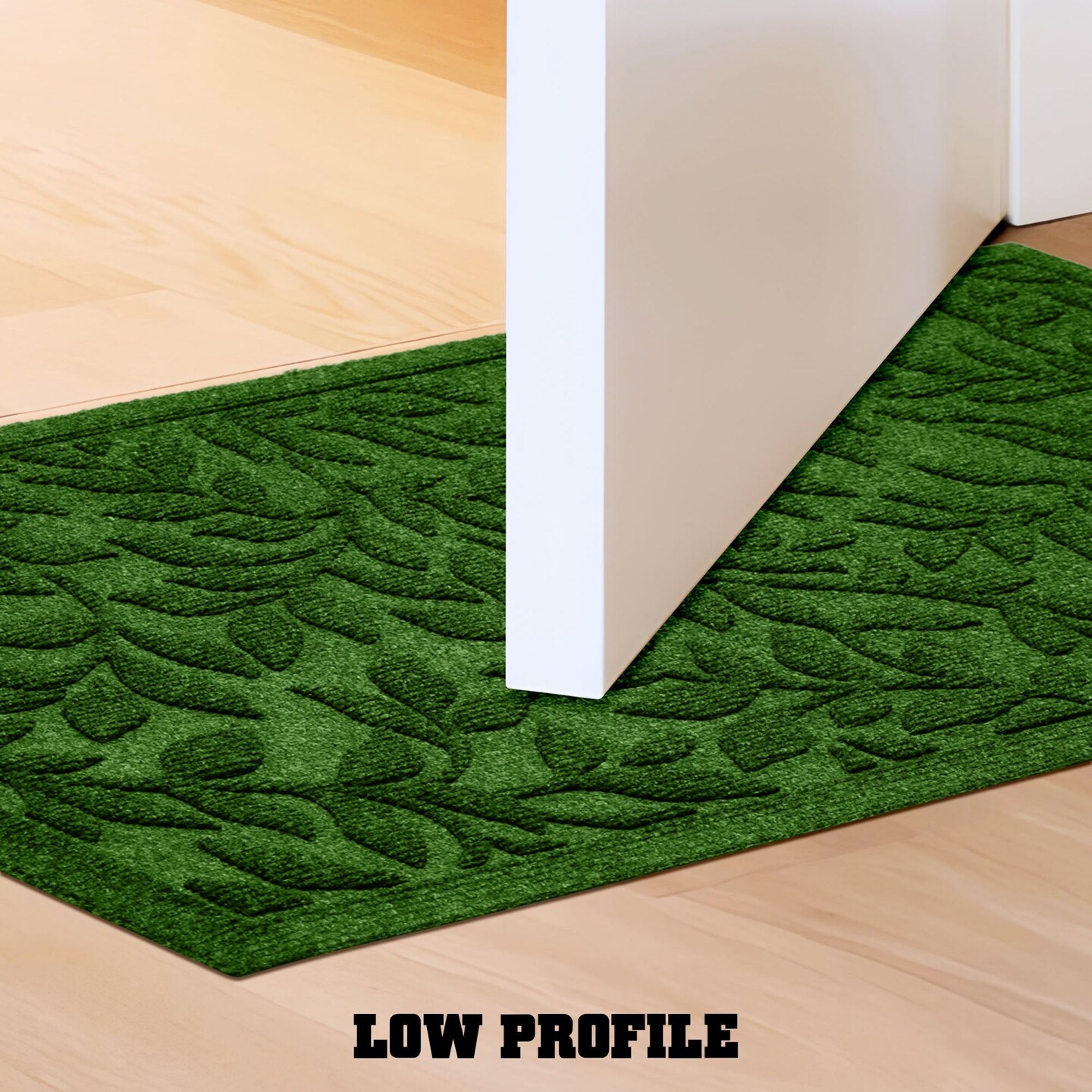 G128 Home Entrance Green Leaves Door Mat | 17x29.5 In | Thick Absorbent Natural Rubber Non Slip, Indoor/Outdoor, Easy Clean, Welcome Mats for Front Door/Patio/Garage