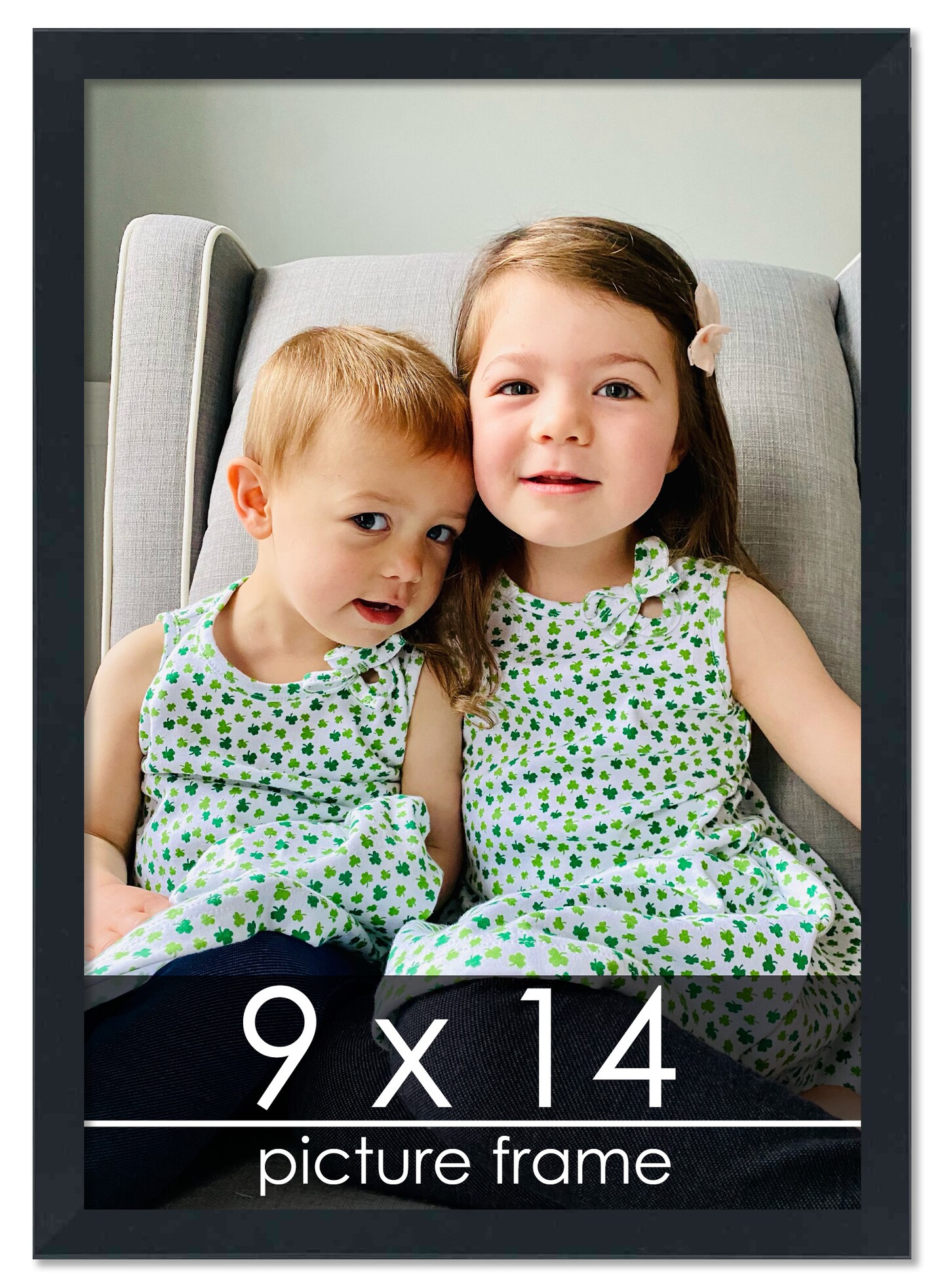 9x14 Slim Profile Black Picture Frame - UV Acrylic, Foam Board Backing, Hanging Hardware