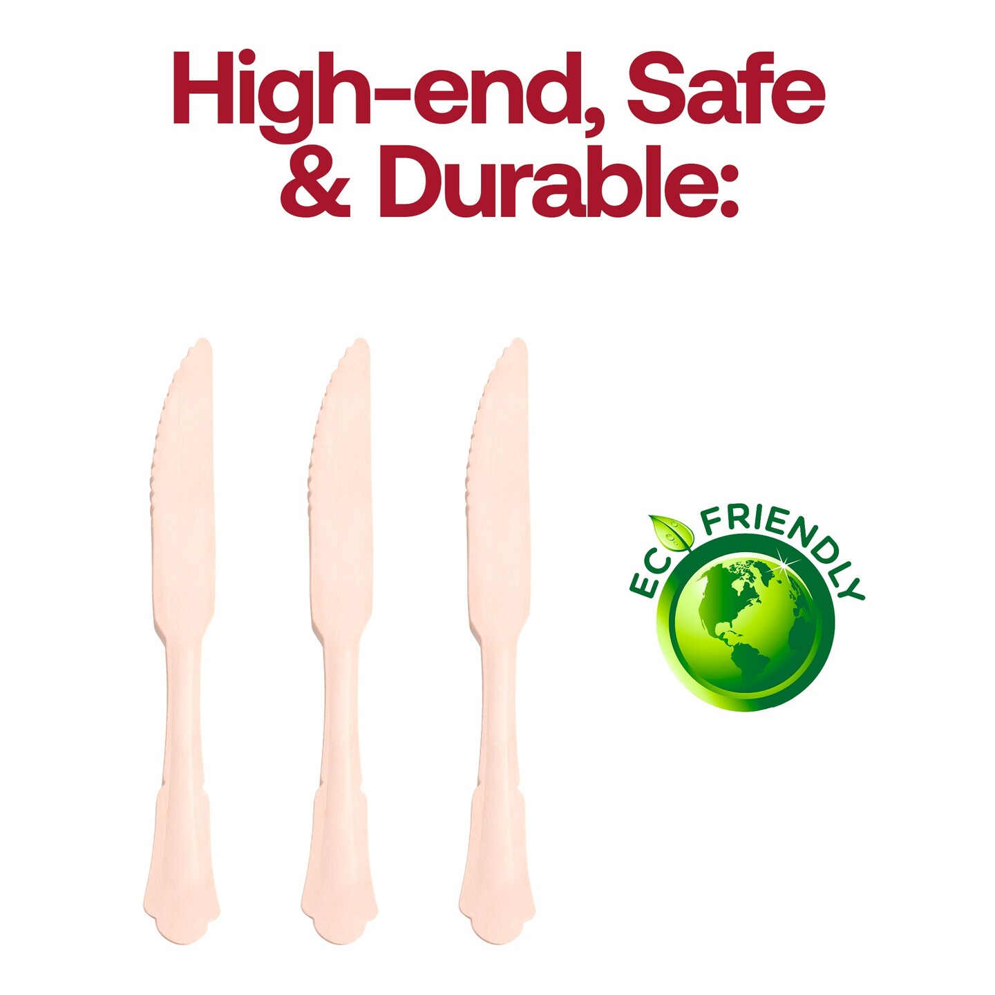 Silhouette Birch Wood Eco Friendly Disposable Dinner Knives (600 Knives)