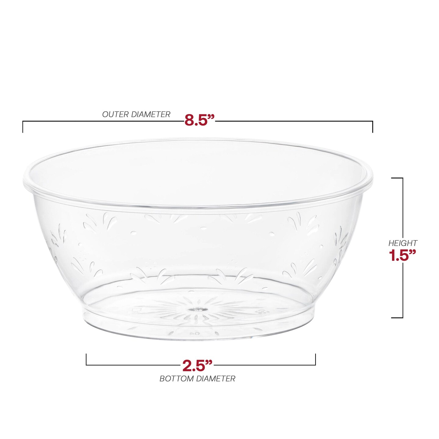 Clear Floral Round Disposable Plastic Dessert Bowls - 6 oz. (240 Bowls)