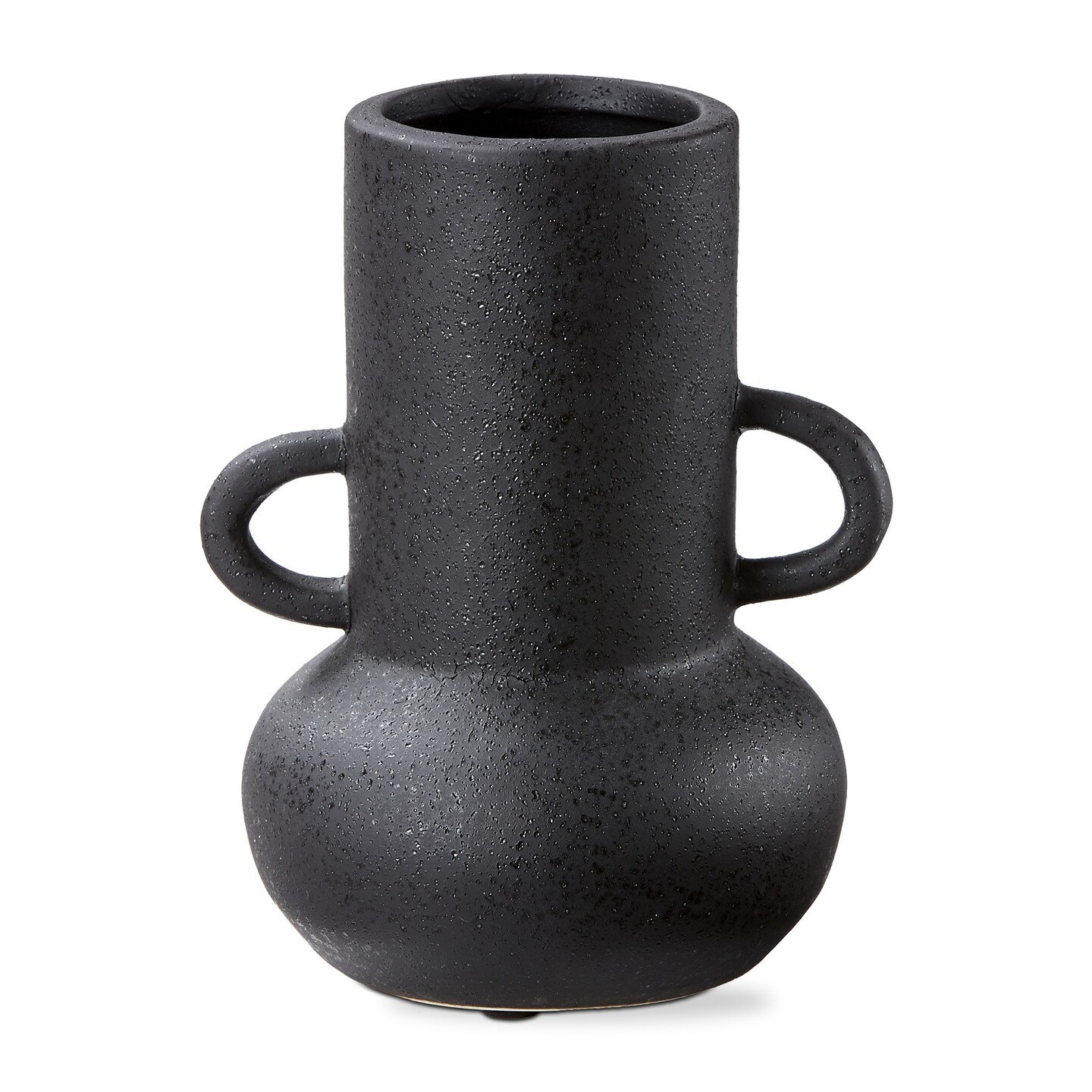 Kuro Large Black Ceramic Decorative Vase - Novelty Home Accent, 7.09&#x22; H x 5.91&#x22; L x 5.12&#x22; W, Not Water Tight, Wipe Clean