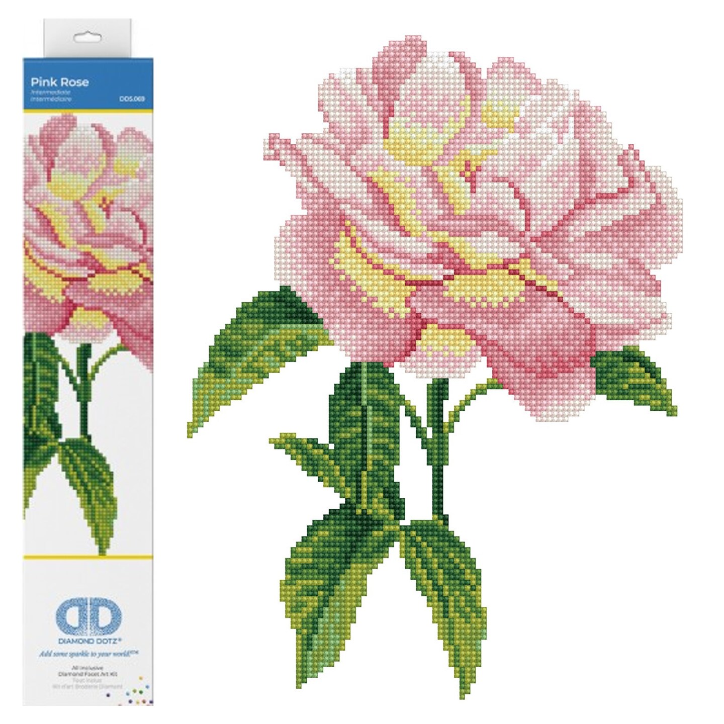 Diamond Dotz Pink Rose Flower Diamond Painting Kits for Adults - Diamond Art Kits a Relaxing Creative Craft Kit with Dotz Gems 10x14
