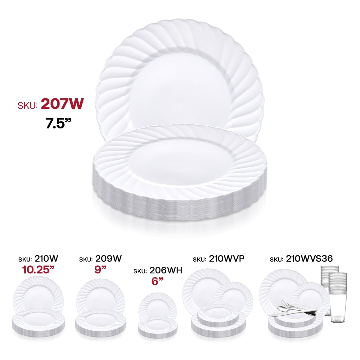 White Flair Plastic Appetizer/Salad Plates - 7.5" (180 Plates)