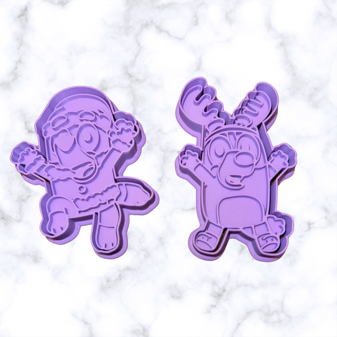 Bluey &#x26; Red Heeler Santa &#x26; Reindeer Christmas Edition cookie cutters