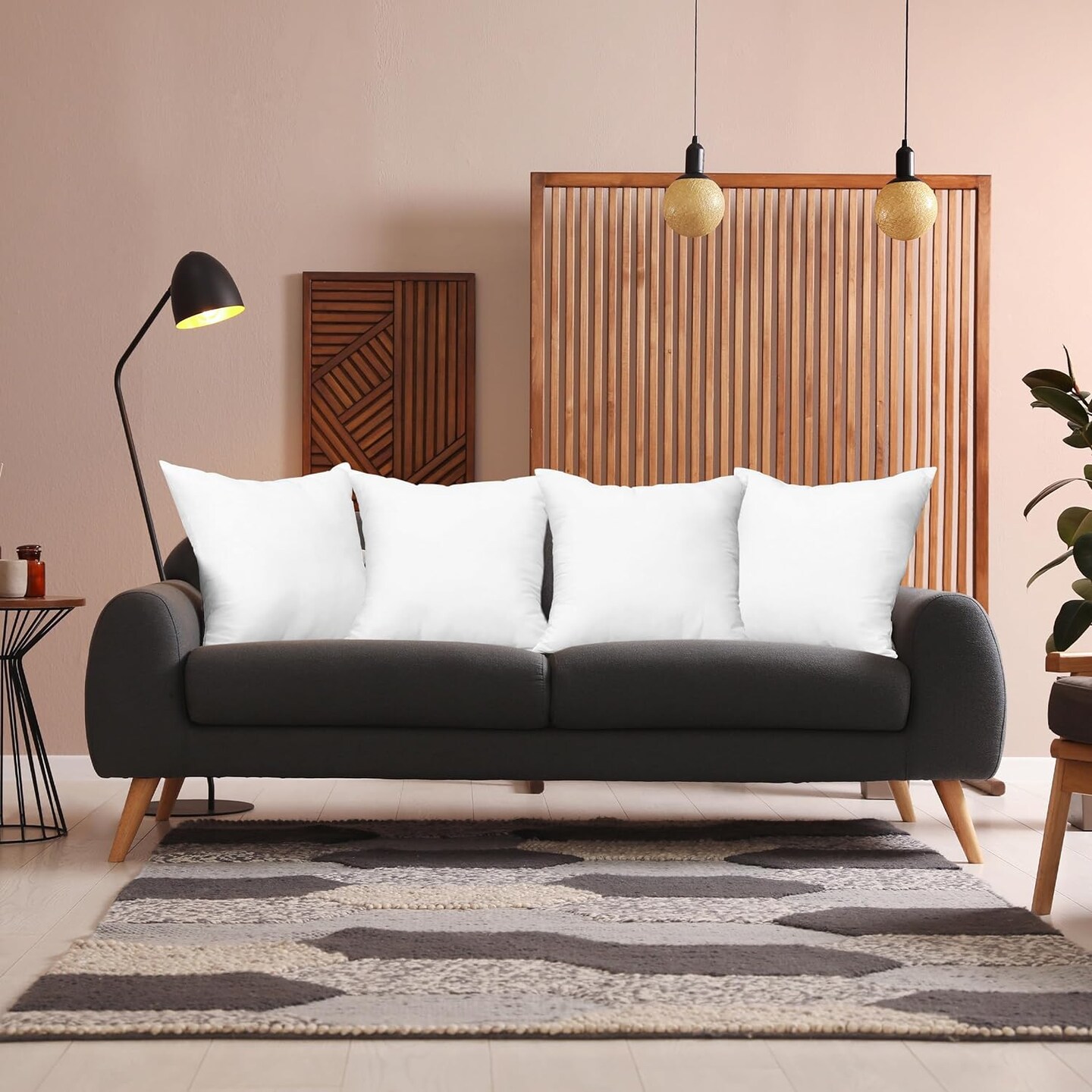 Throw Pillows (Set of 4, White), 18 x 18 Inches Pillows for Sofa, Bed and Couch Decorative Stuffer Pillows