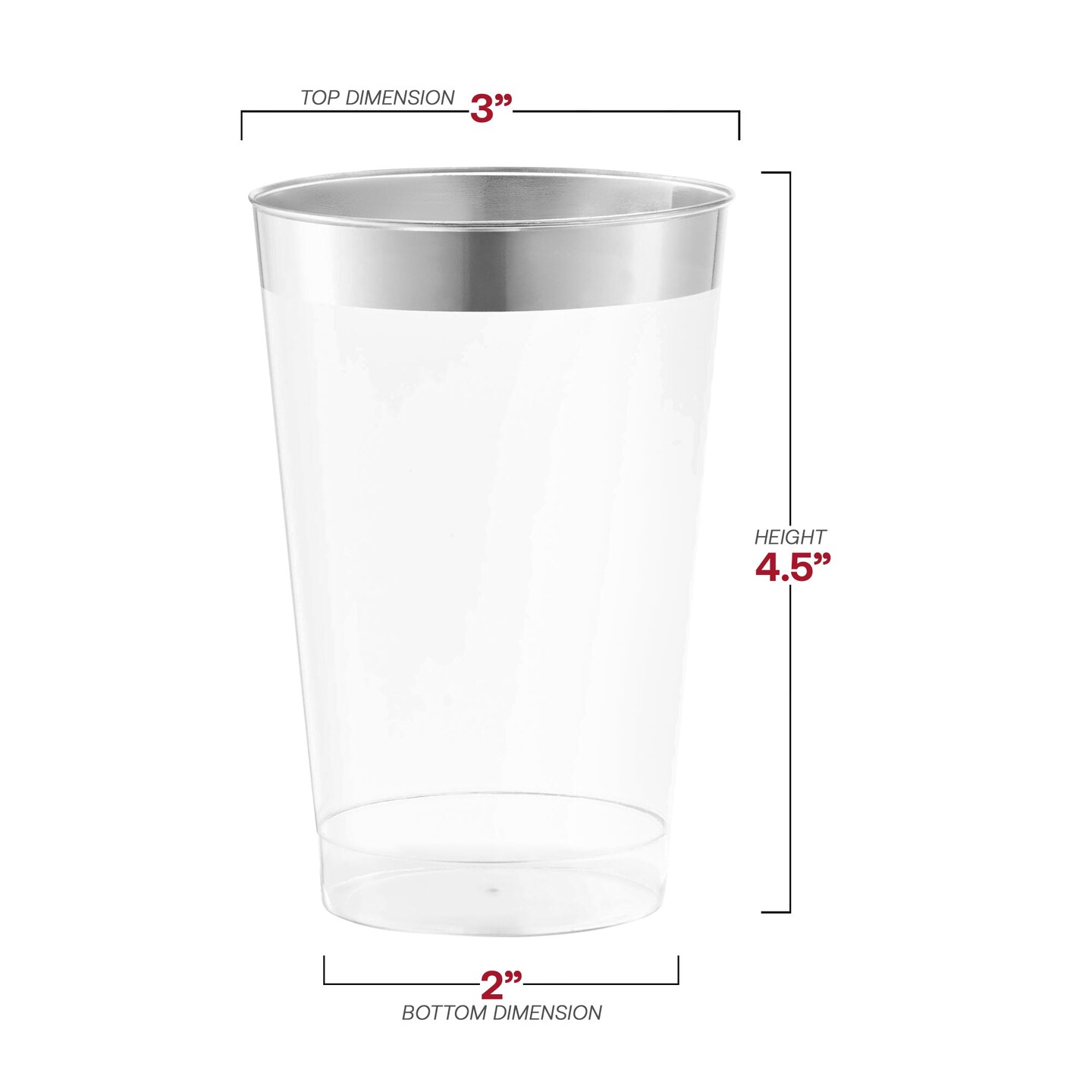 Clear with Metallic Silver Rim Round Tumblers - 12 oz. (240 Cups)