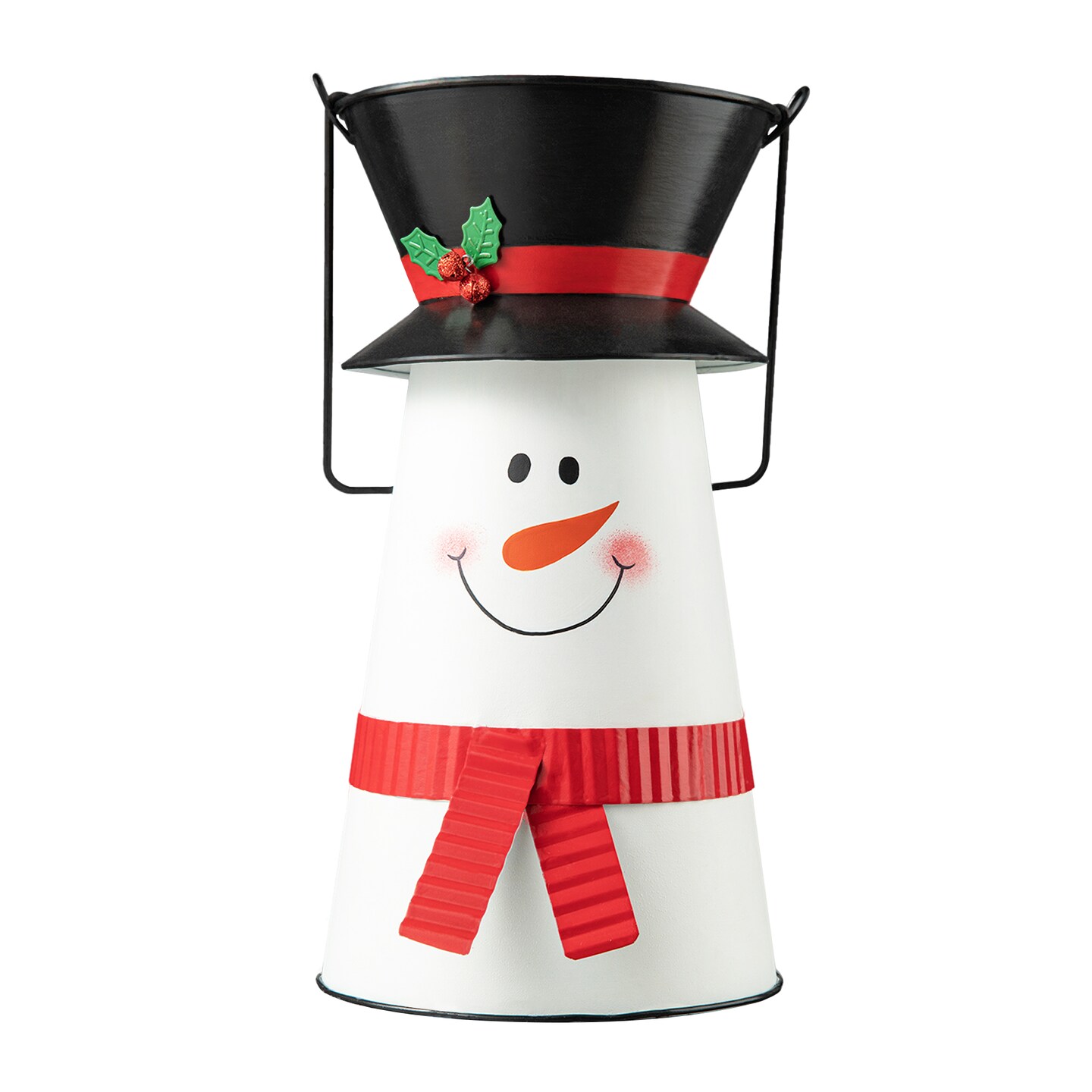 19.50&#x22;H Metal Snowman Decorative Bucket