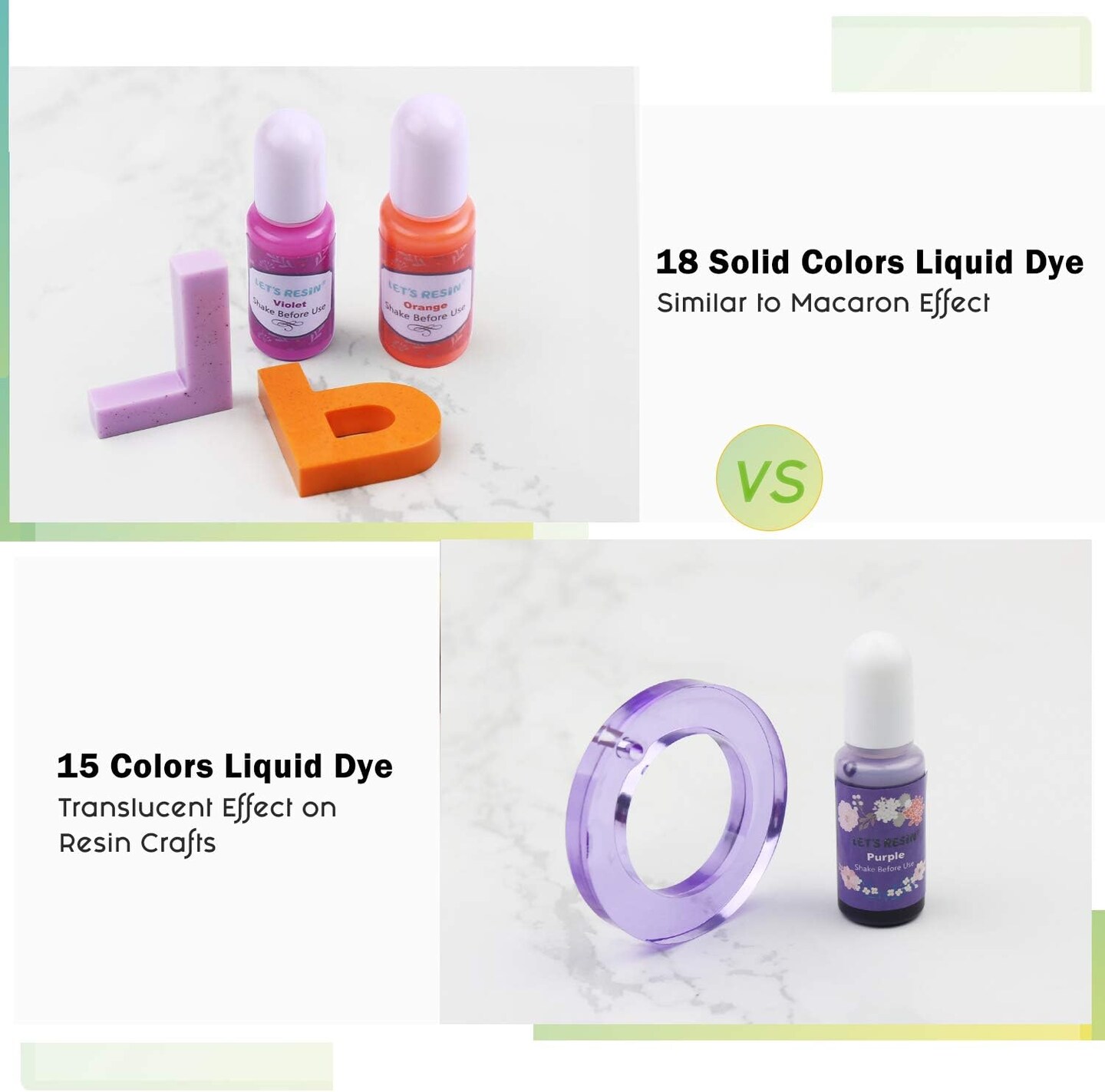 LET’S Resin 18 Colors Epoxy Pigment, Opaque Liquid Resin Colorant Each 0.35oz,Odorless Epoxy Resin Dye Solid Color Liquid Dye for Resin Jewelry DIY Crafts Art Making