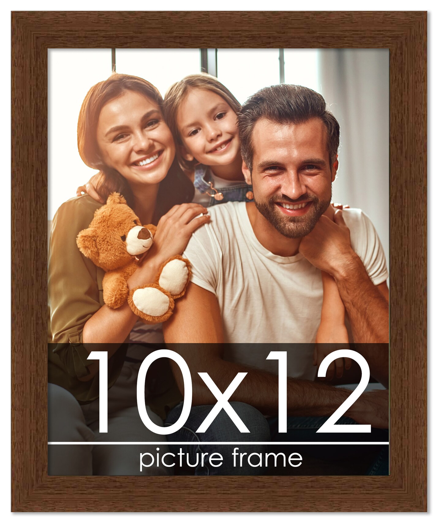 Photo Size Simple Brown Picture Frame - UV Acrylic, Foam Board Backing, Hanging Hardware