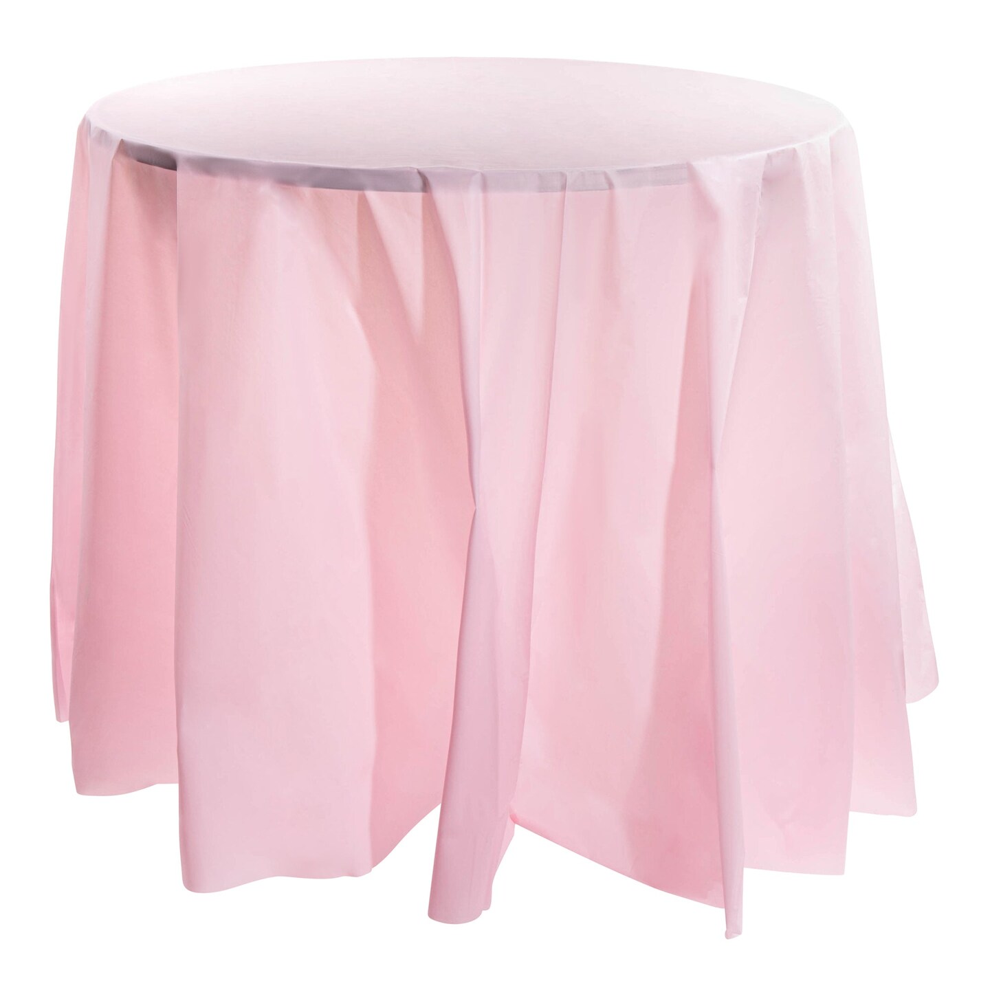 Pink Round Disposable Plastic Tablecloths - 84" (96 Tablecloths)