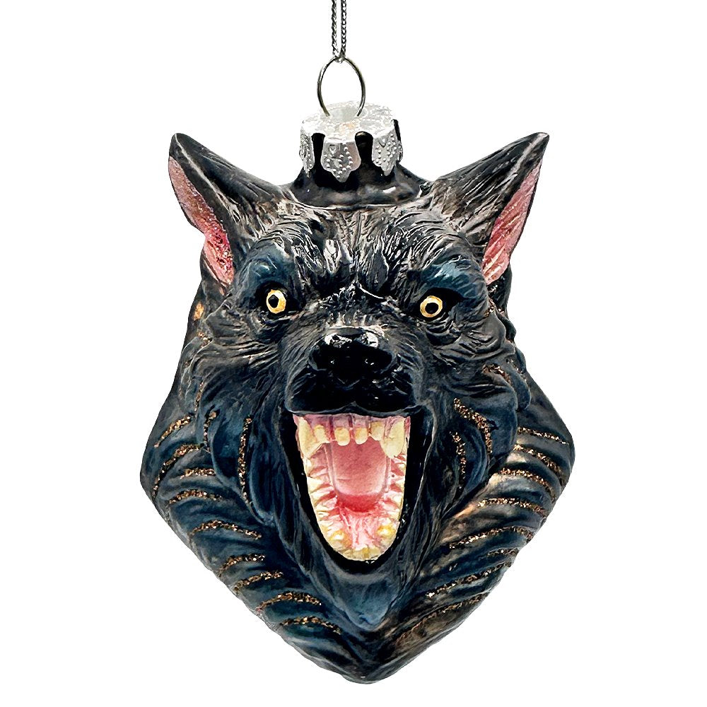 Classic Werewolf Horror Theme Glass Ornament, Vintage Halloween Tree Decoration