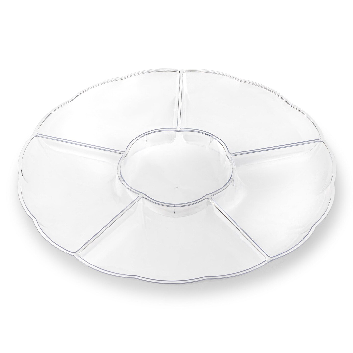 Clear Big 6-Partition Round Disposable Plastic Trays (24 Trays)