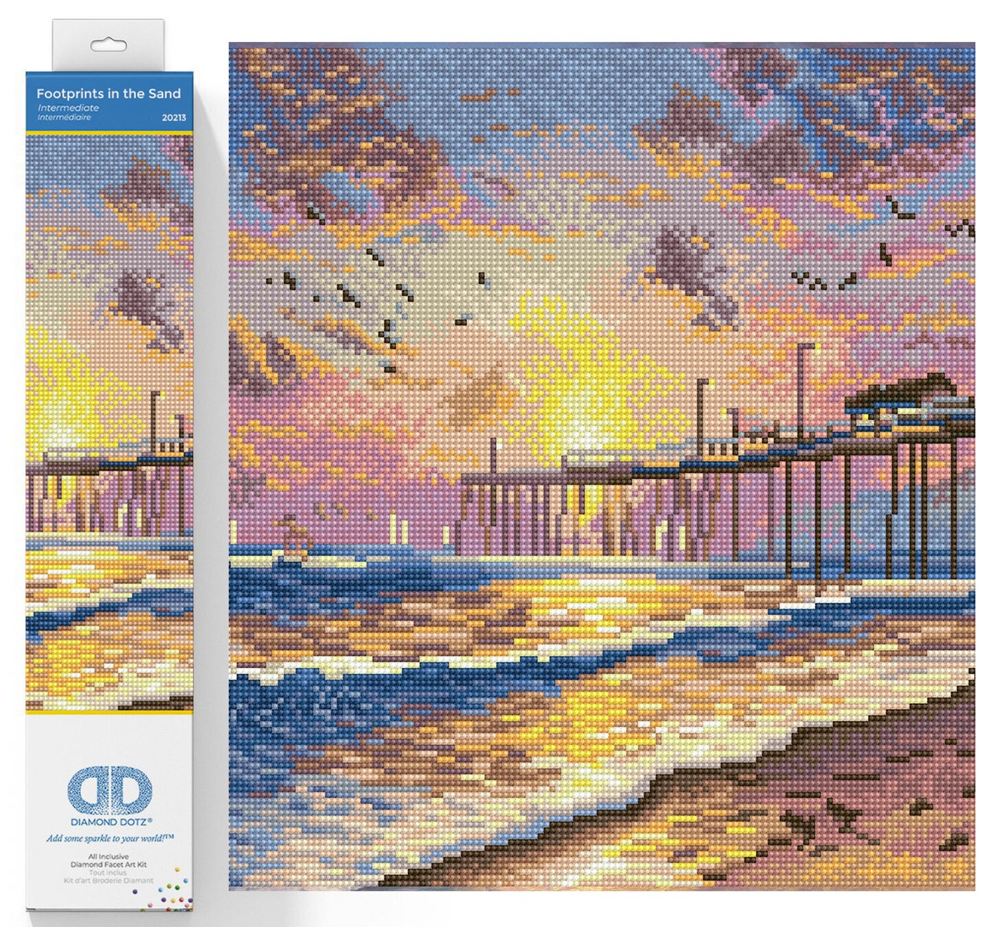 Diamond Dotz Thomas Kinkade Footprints in the Sand Scenery Diamond Painting Kits for Adults - Diamond Art Kits a Relaxing Creative Craft Kit with Dotz Gems 20"x16"