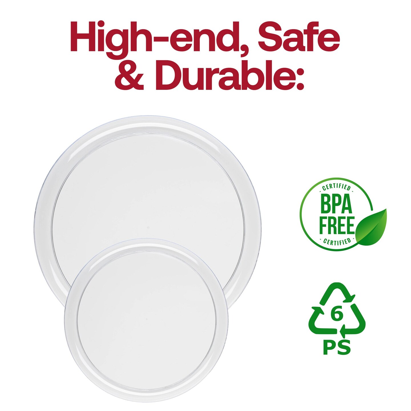 Clear Flat Round Disposable Plastic Dinner Plates - 10&#x22; (120 Plates)