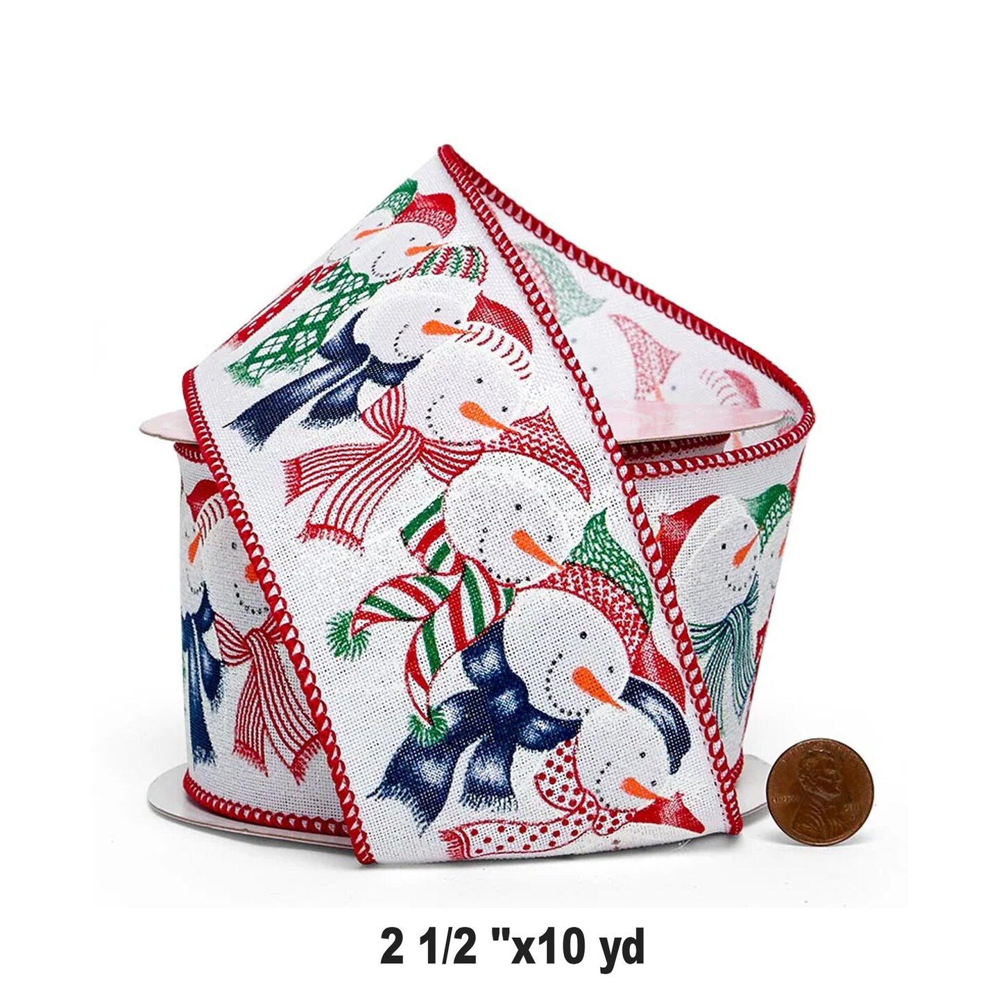 Merry Snowmen Wired Holiday Ribbon Decorative Craft Trim 10 Yards x 2 1/2 '' 1 Roll