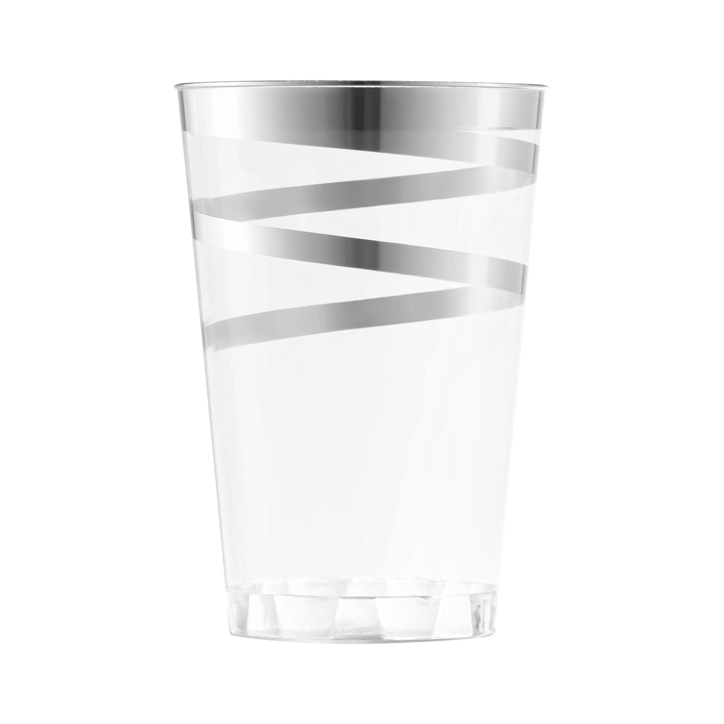Clear with Silver Swirl Round Disposable Plastic Tumblers - 12 oz. (240  Cups)