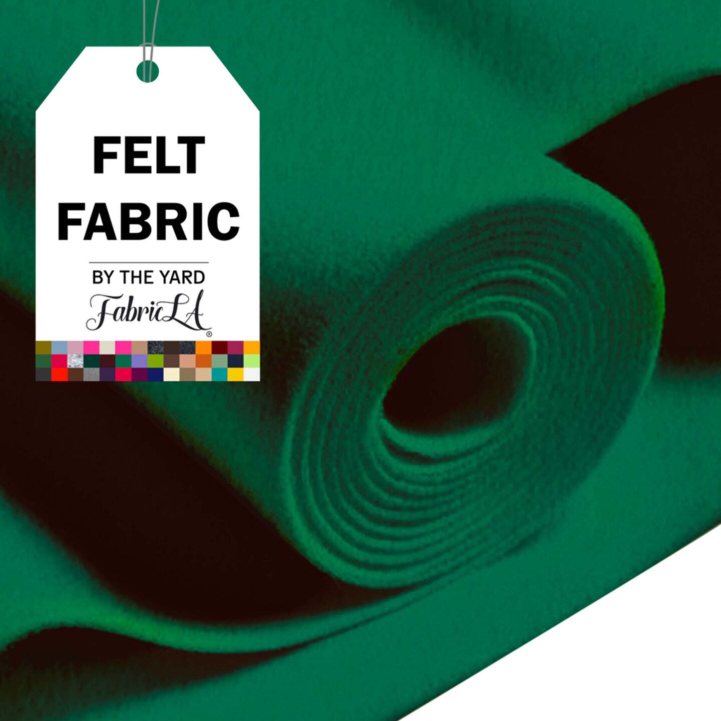 FabricLA Craft Felt Fabric - 72&#x22; Inch Wide &#x26; 1.6mm Thick Non-Stiff Felt Fabric by The Yard - Use This Soft Felt Roll for Crafts - Felt Material Pack - Kelly Green Felt, 20 Continuous Yards