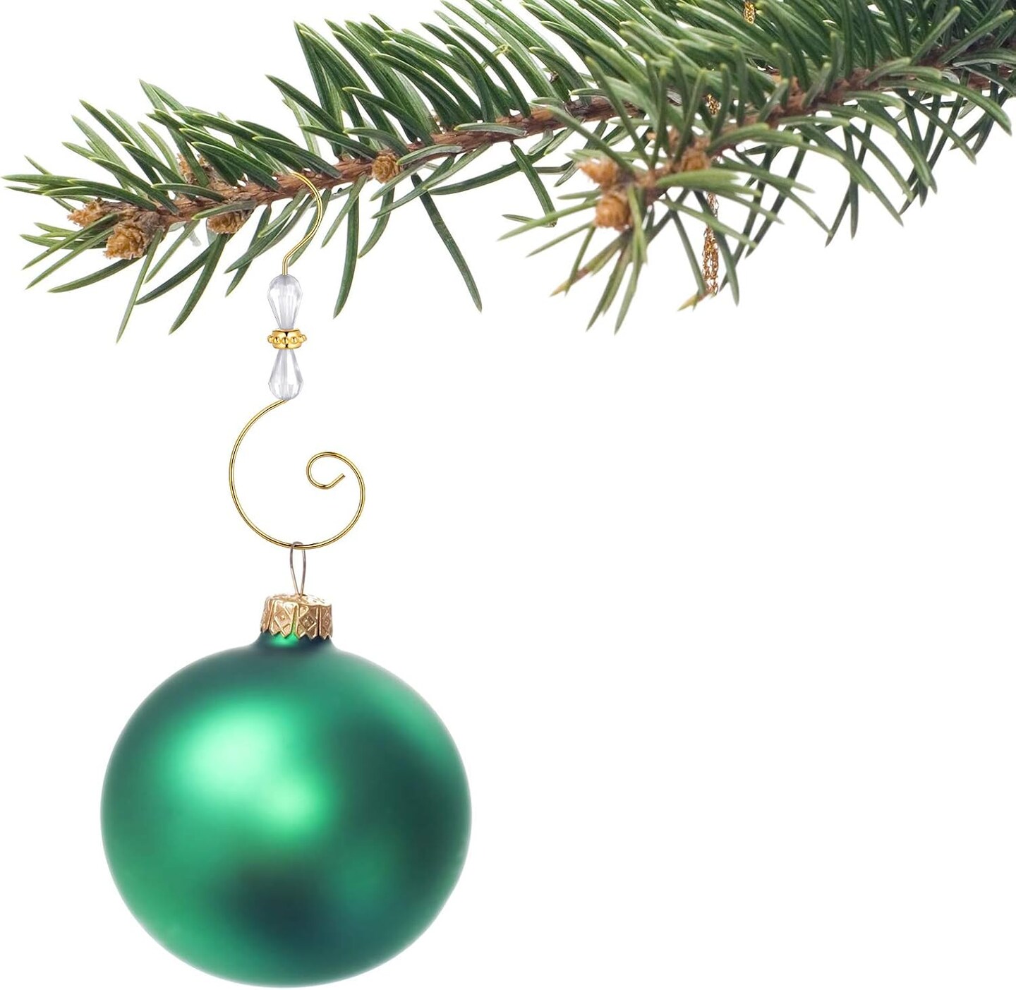 Christmas Ornament Hook Acrylic Wire Ornament Hook Christmas Acrylic Ornament Hook for Christmas Tree Ornament Hanger, Home Decor, 4 Styles (Gold Hook, Transparent Bead,72 Pieces)
