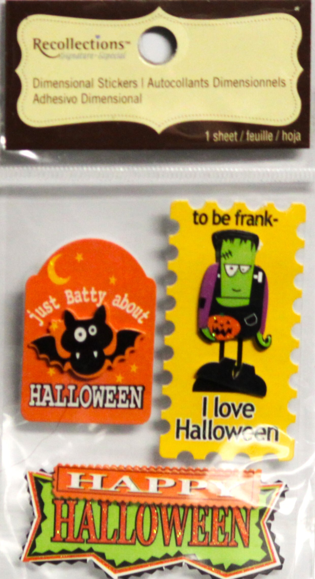 Recollections Vintage Happy Halloween Glittered Dimensional Stickers