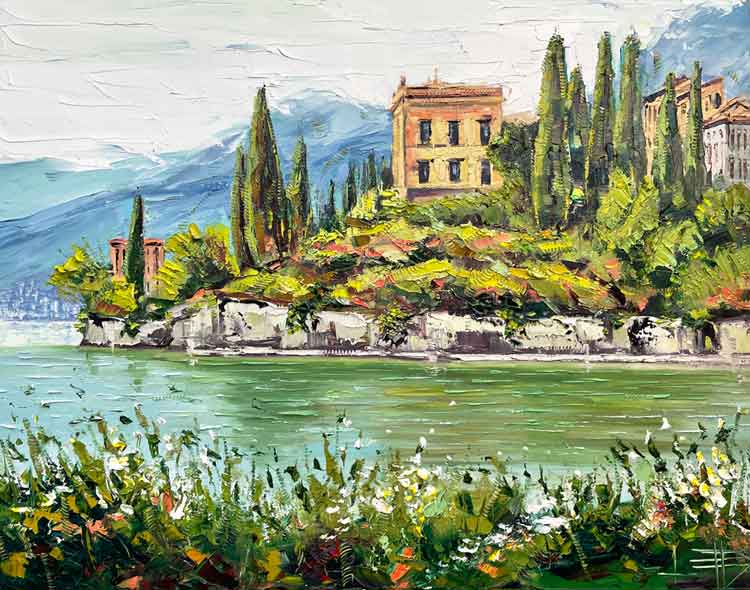 Pescallo Original hand painted by Piero Lake como buy italy watercolor italian landscape lake como italy painted print lake como