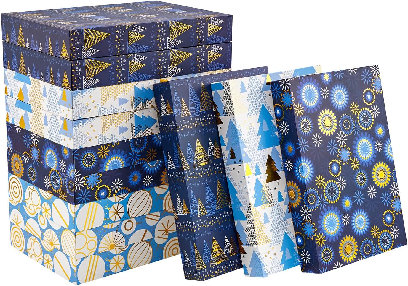 12 Pack 14" Blue Large Christmas Gift Boxes With Lids For Clothes Presents