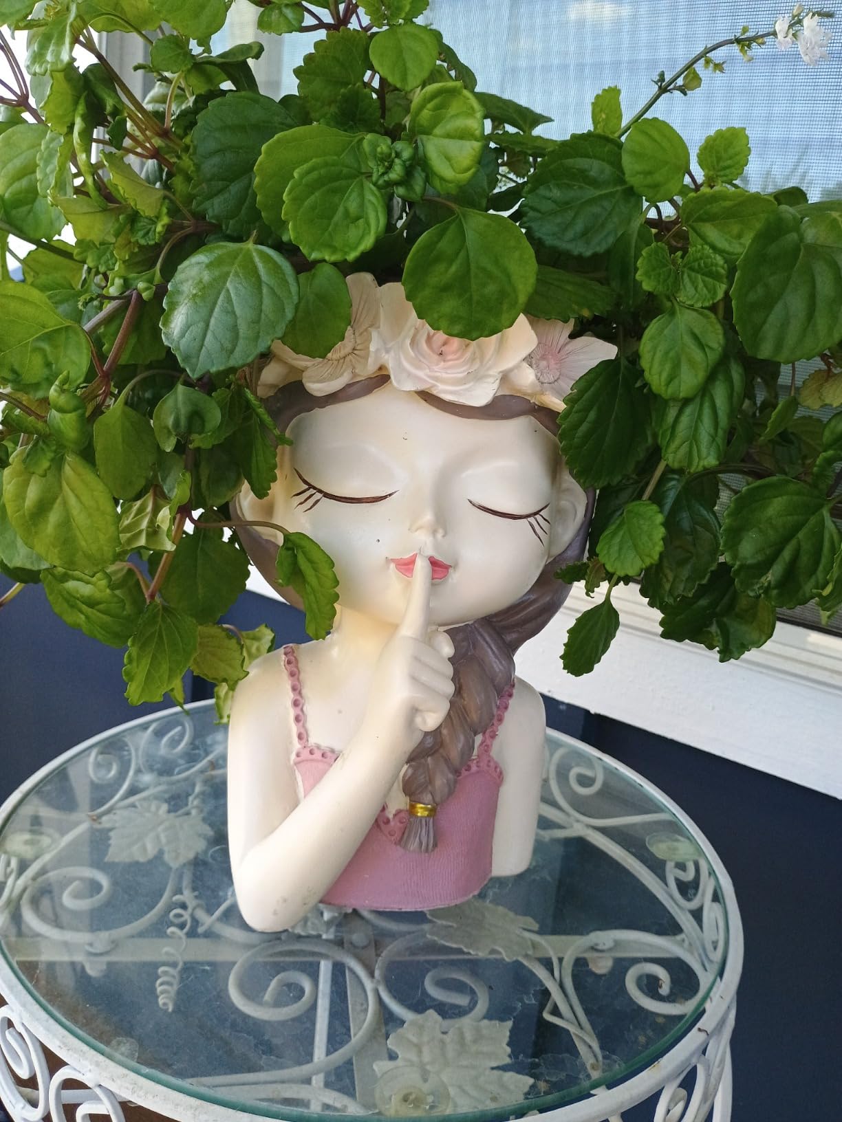Small Fairy Succulent Plant Pot Face Planters Pots Head Flowerpot Cute Little Girl with Drainage Hole Succulent Cactus Flower Head Planters