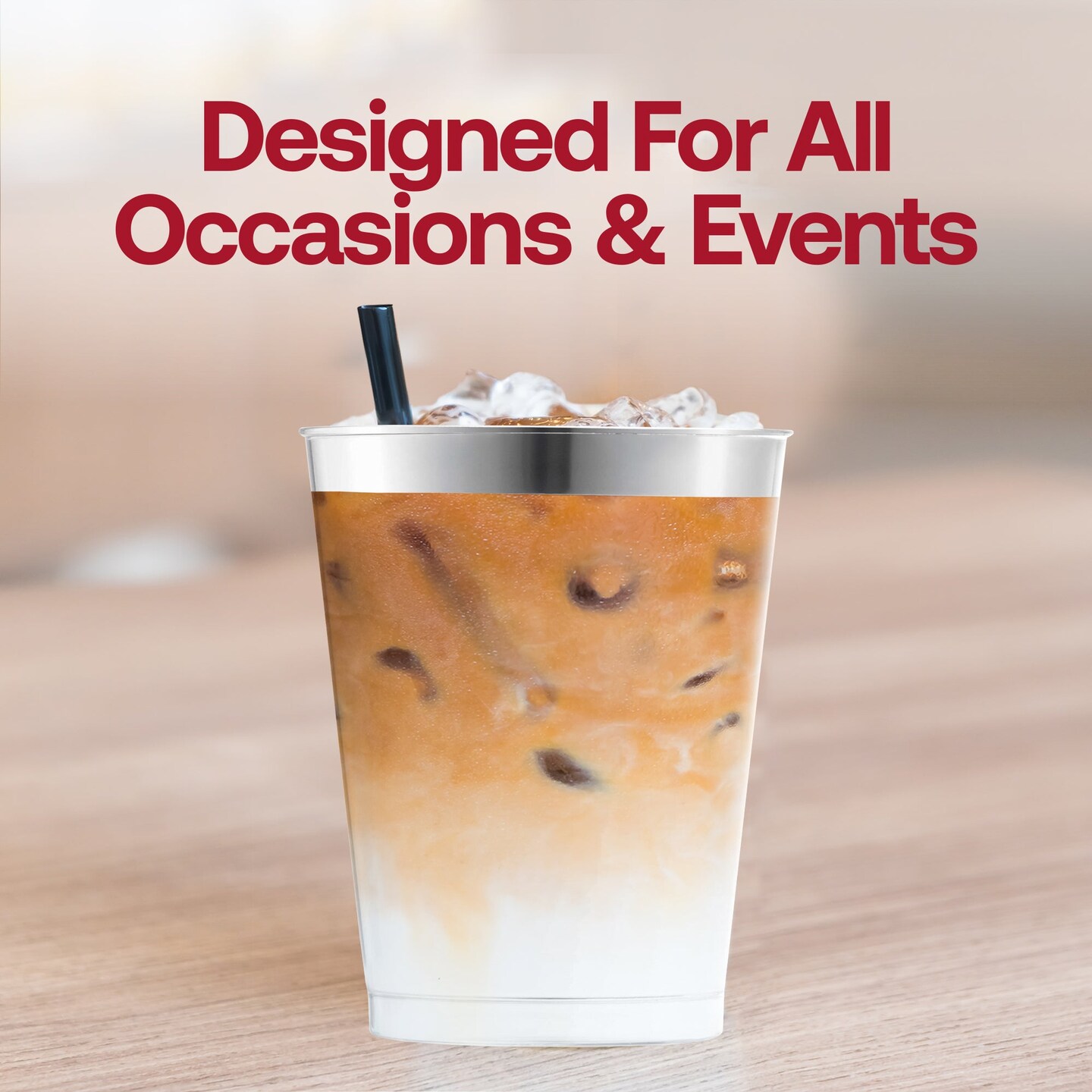 Clear with Metallic Silver Rim Round Tumblers - 10 oz. (336 Cups)